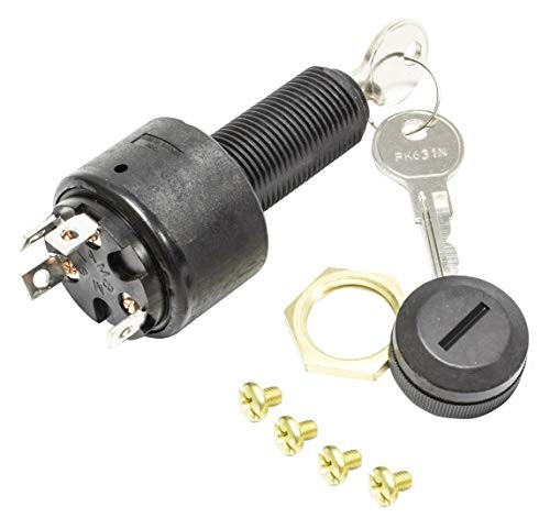 MP41040, Ignition Switch - 4 Knurled Black Plastic with Rubber Cap 4 Screw Tab