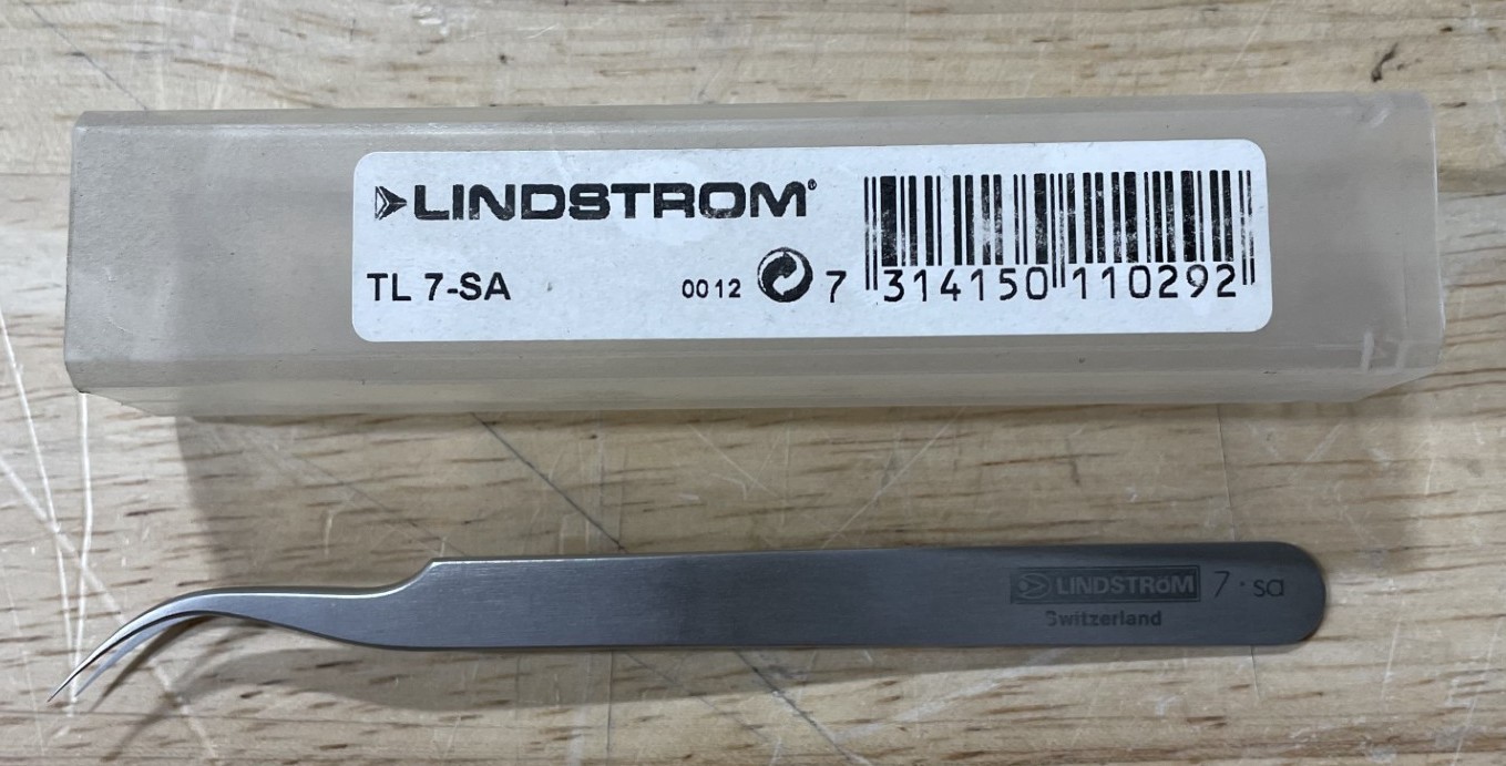 Lindstrom TL 7-SA Utility Tweezers, Stainless Steel Curved Tip, Very Fine, 115mm