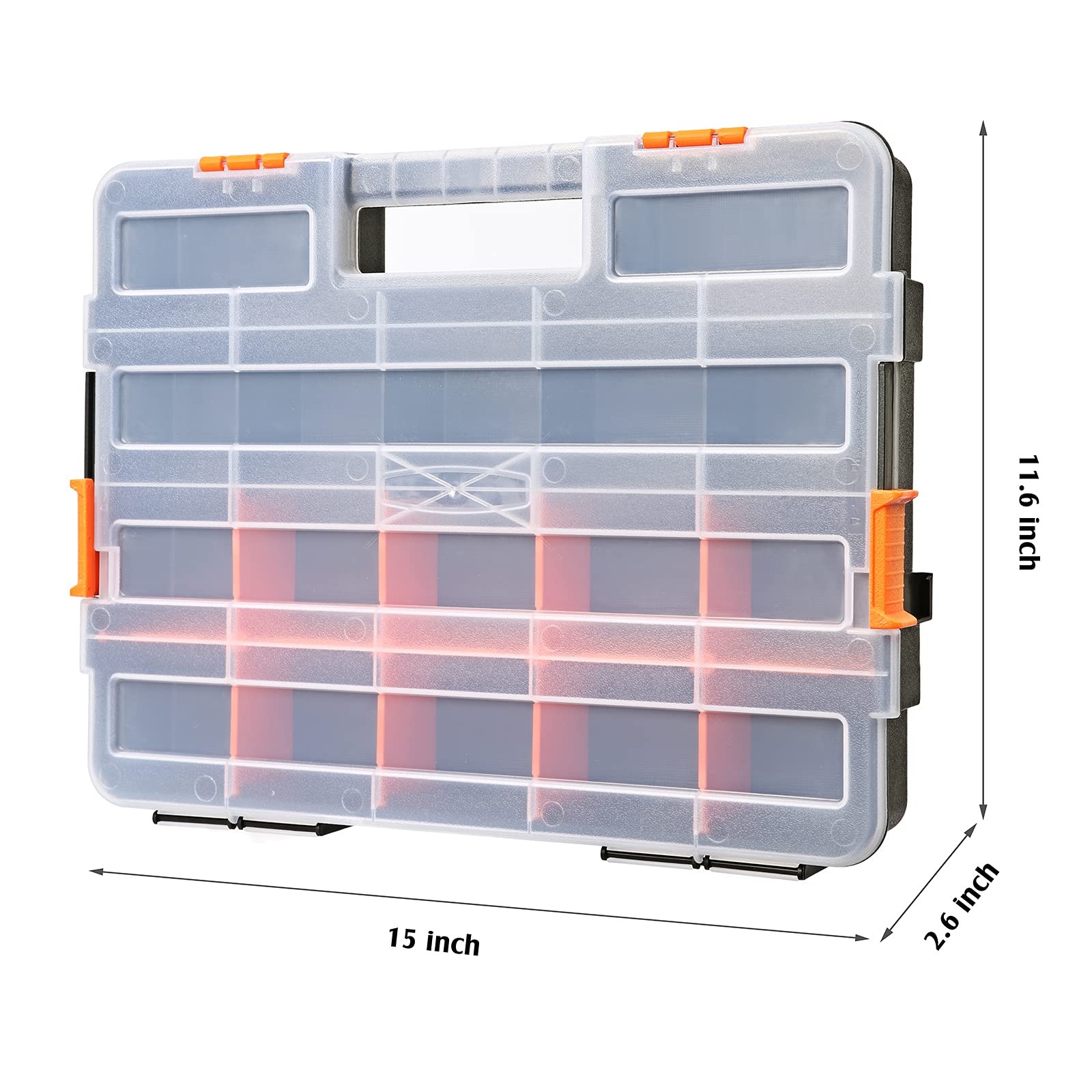 Makitoyo Tool Box Organizers, Interlocking Black 2 PCS Set Toolbox, Orange
