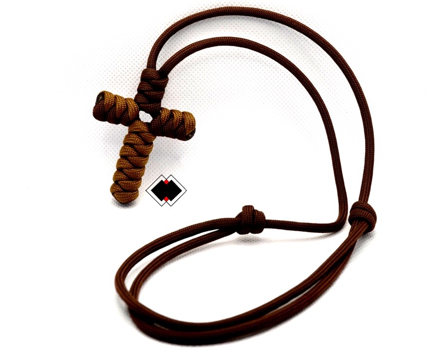 550 paracord adjustable cross necklace - browns - handmade in USA