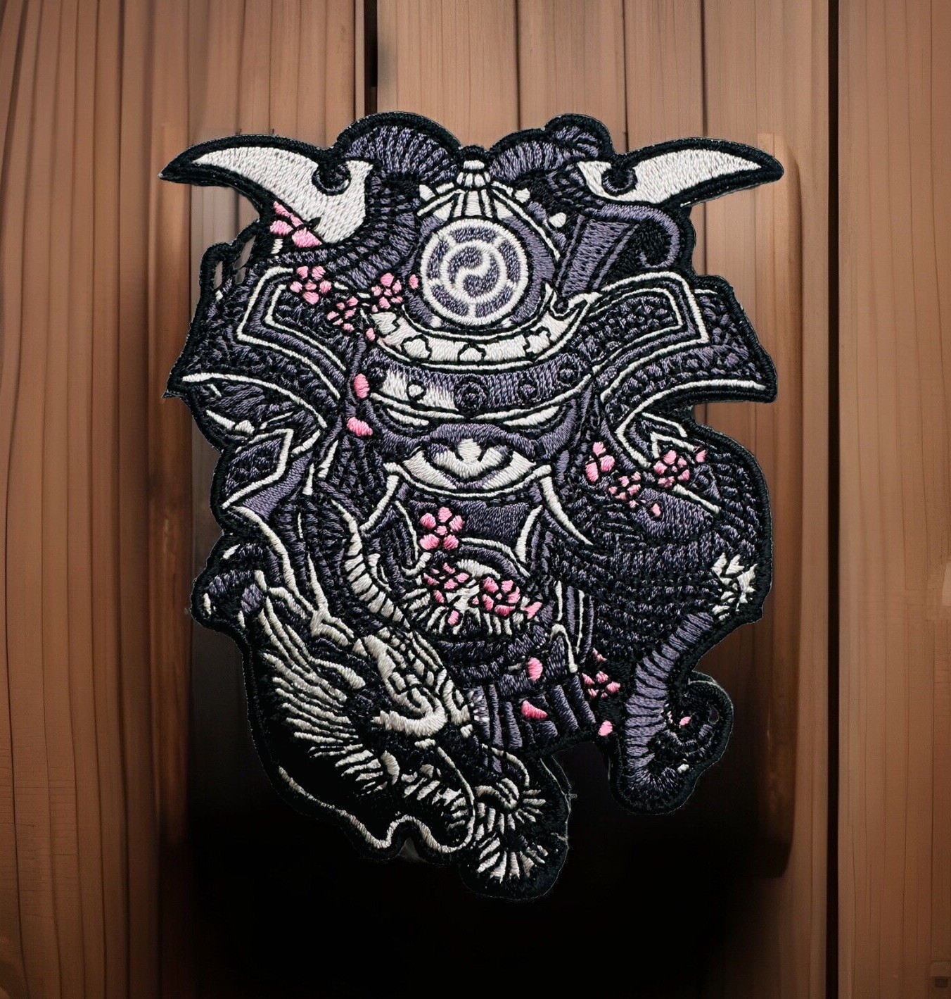 Japanese Dragon Samurai With Cherry Blossom Embroidered Hook/Loop Morale Patch