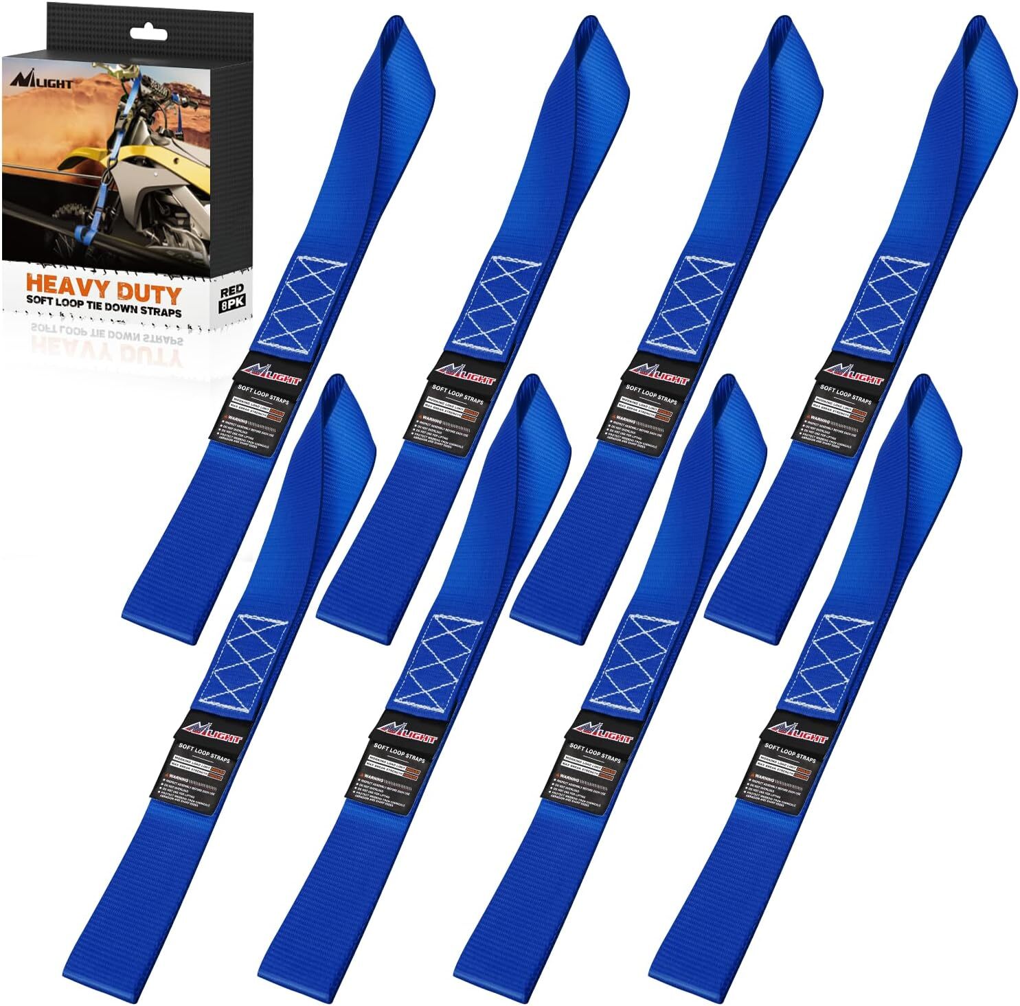 Nilight Motorcycle Tie Down Straps Max Break Strength 12000Lbs Blue