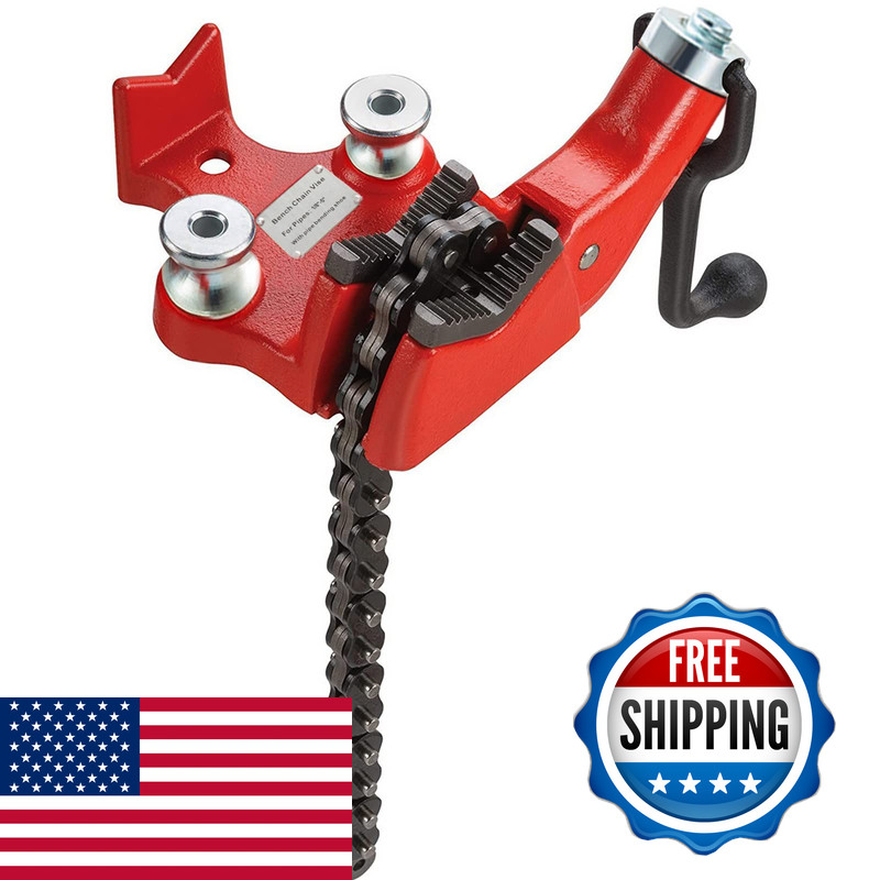 Vevor Mophorn Screw Bench Chain Vise 1/8 To 5-Inch Pipe Capacity Heavy Duty