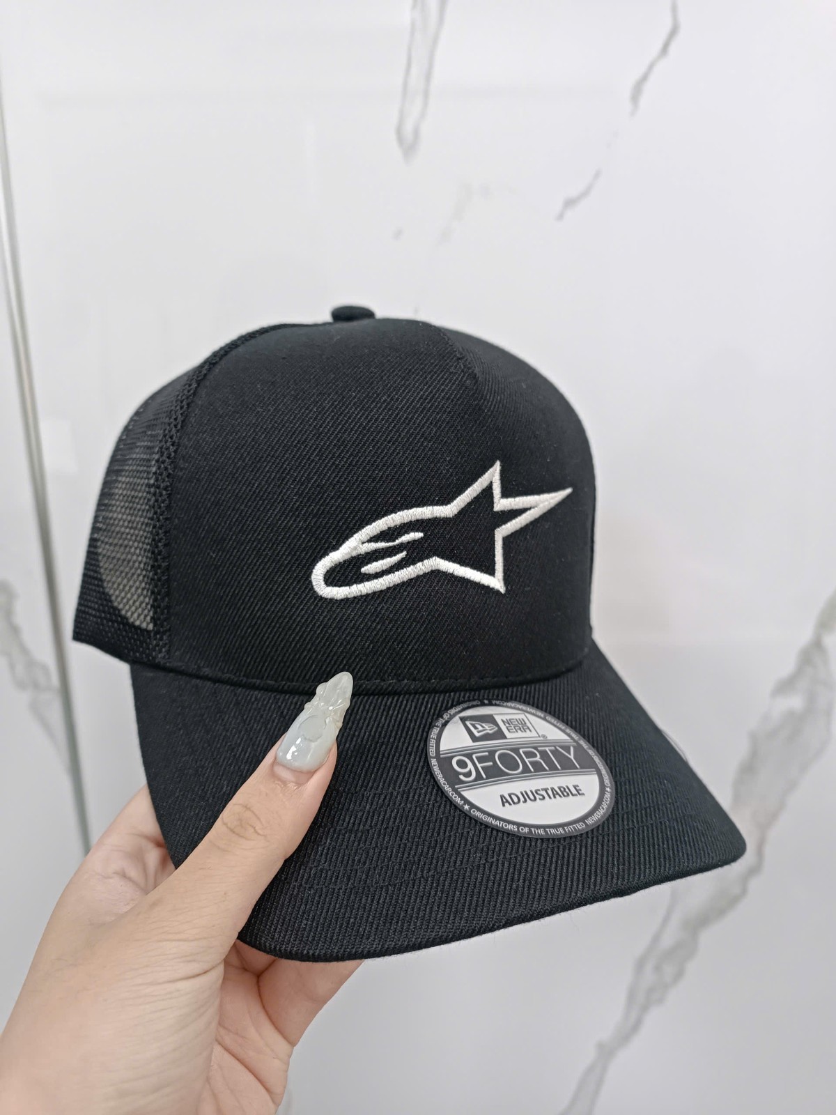 Alpinestars Logo Hat Trucker Cap Black White Racing Mesh Hat NWT