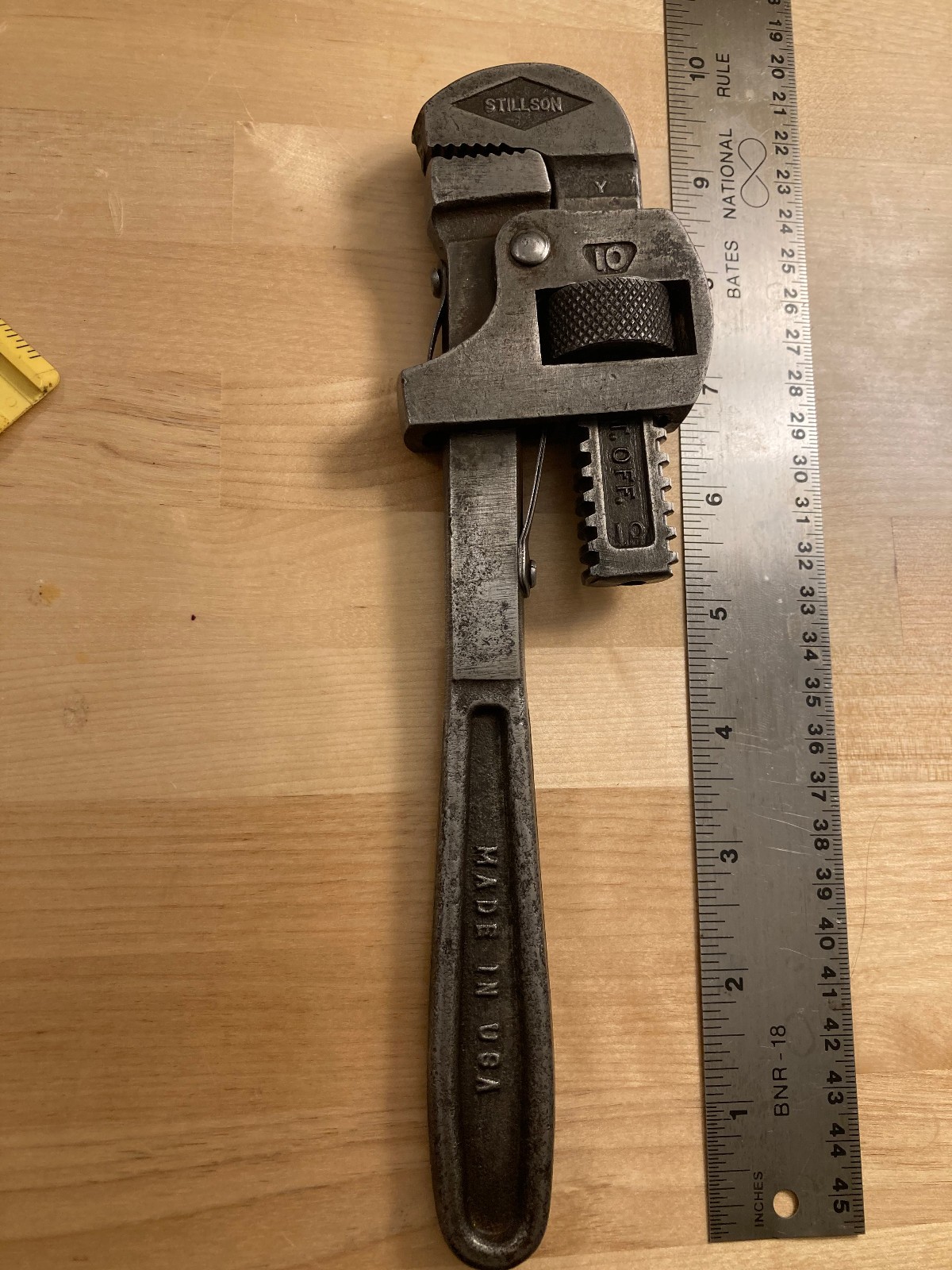 Vintage STILLSON No. 10 Steel Adjustable Pipe Wrench