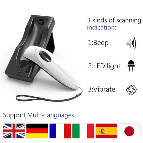 Bluetooth Wireless Handheld Barcode Scanner with Base 2.4G Wireless+USB Wired