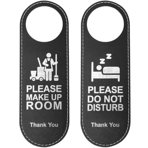 Do Not Disturb Door Sign Hanger Pu Leather Please Make up Room Signs for
