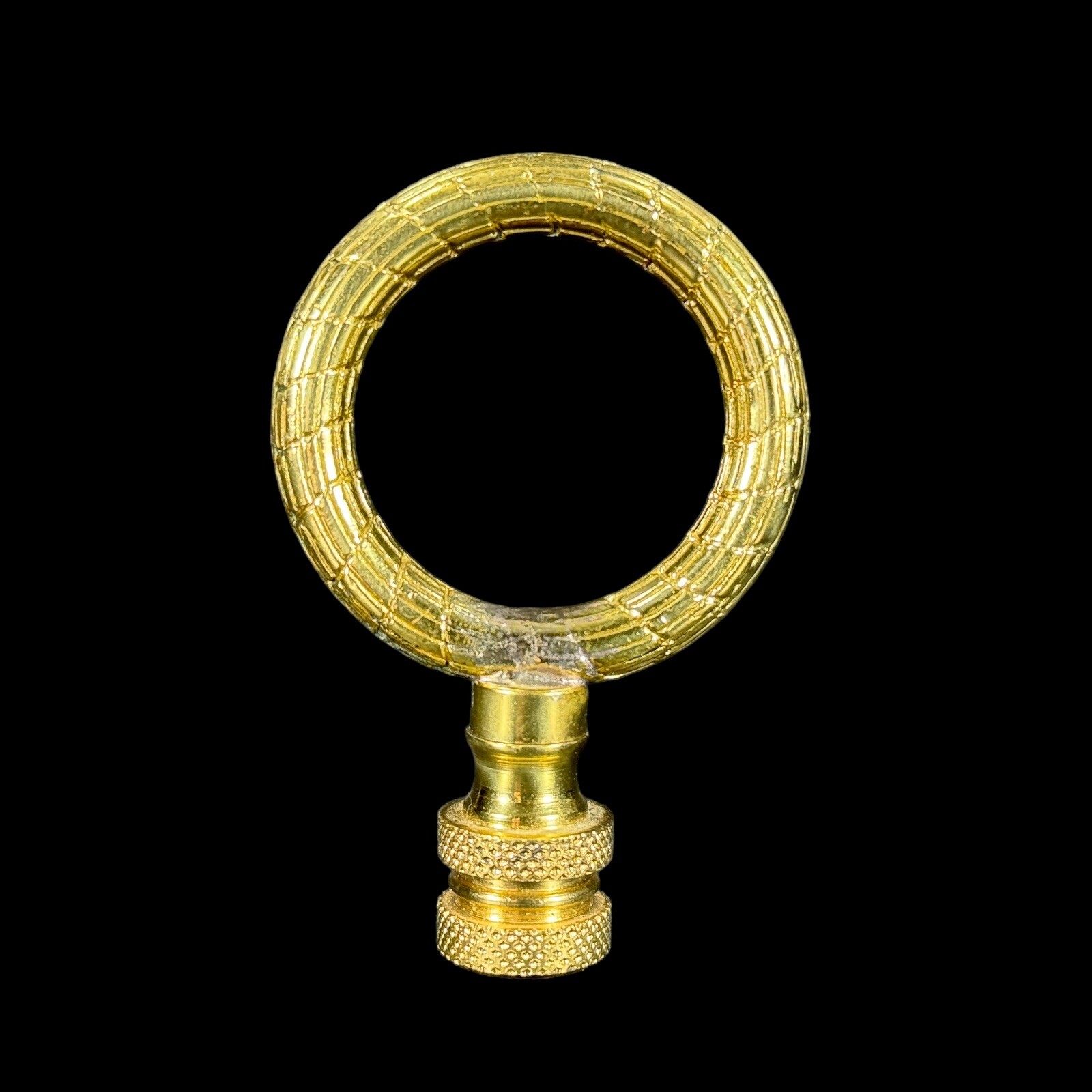 Textured Gold Tone Rope Circle Brass Lamp Finial 1 5/8 dia x 2.5 in H