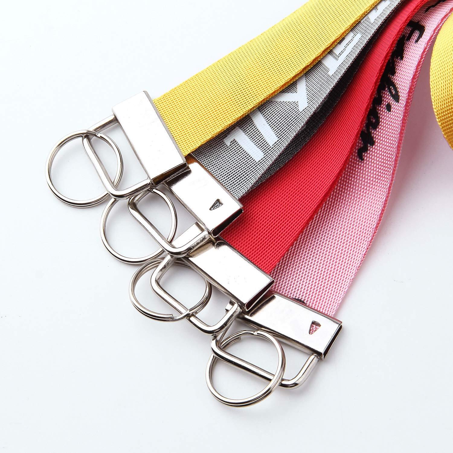 50 Sets Key Fob Hardware Keychain Wristlet with Split Ring, 0.8 Inch