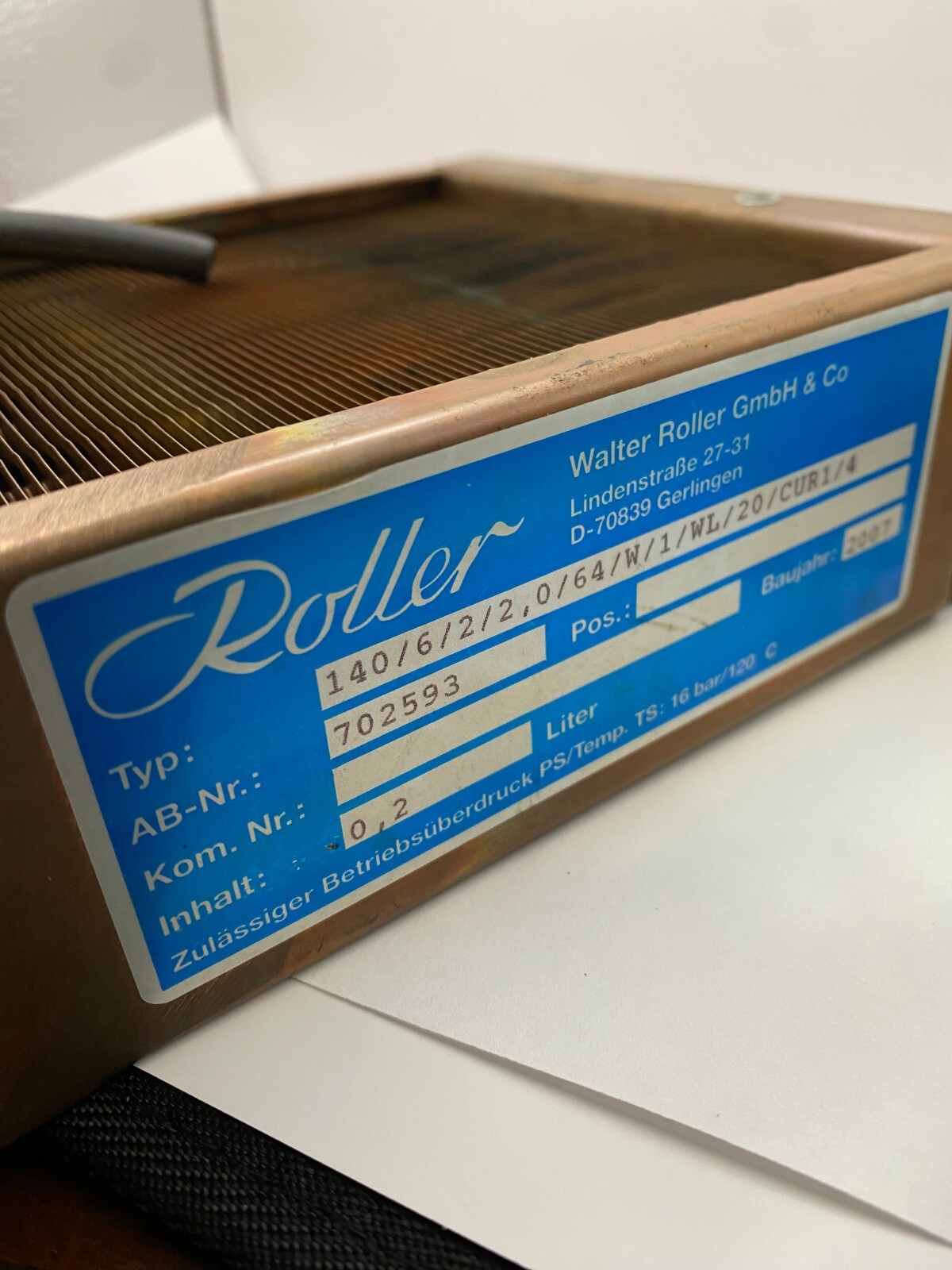 Walter Roller GmbH heat Type  140/6/2/2,0/64/w/1/wl/20/cur1/4