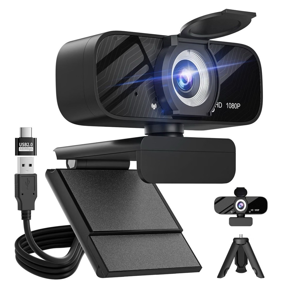 Gohero Cámara web de video Full HD 1080P, cancelación de ruido.