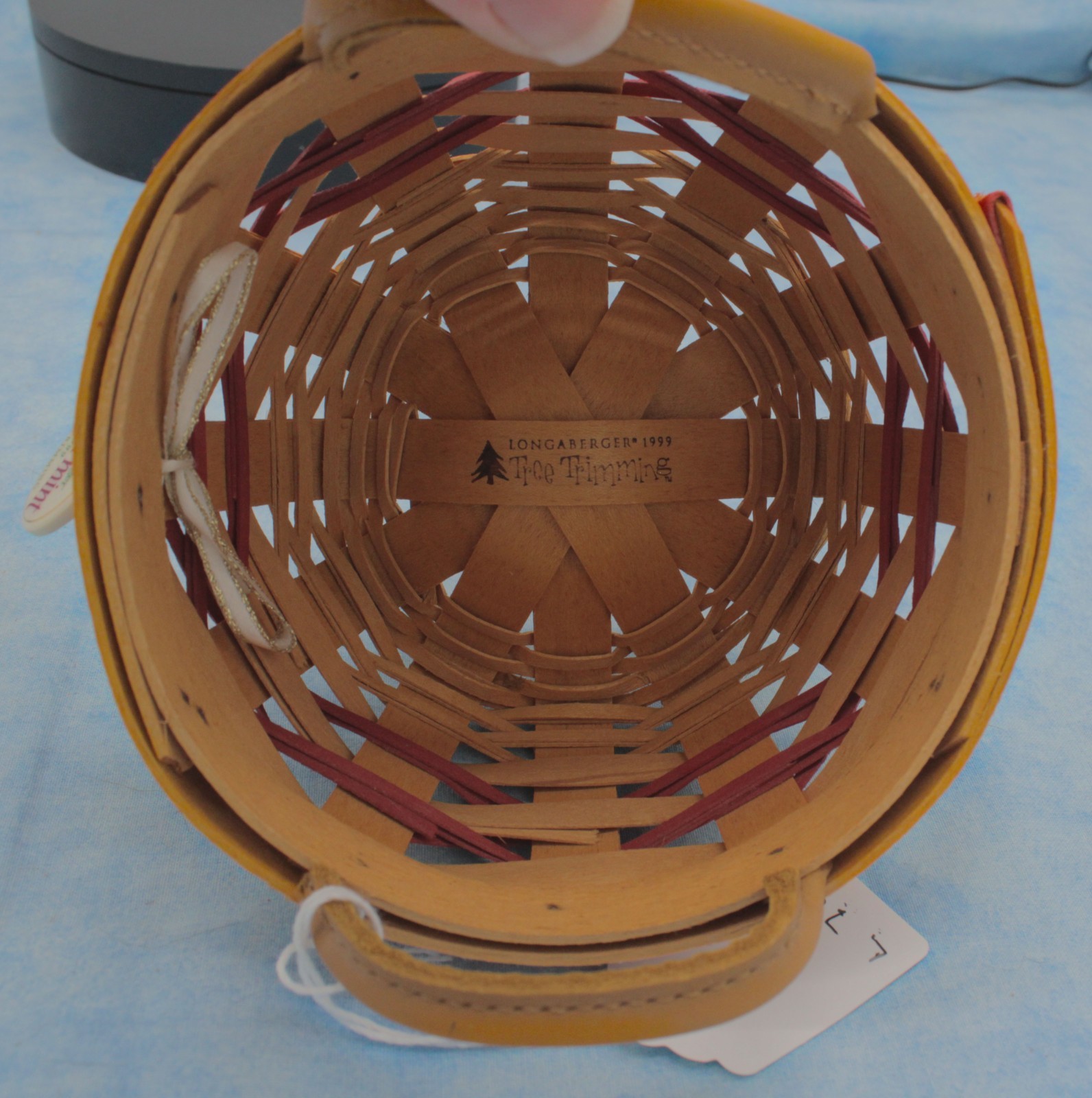 Longaberger 1999 Peppermint Tree Trimming Basket w/ Protector & Tag