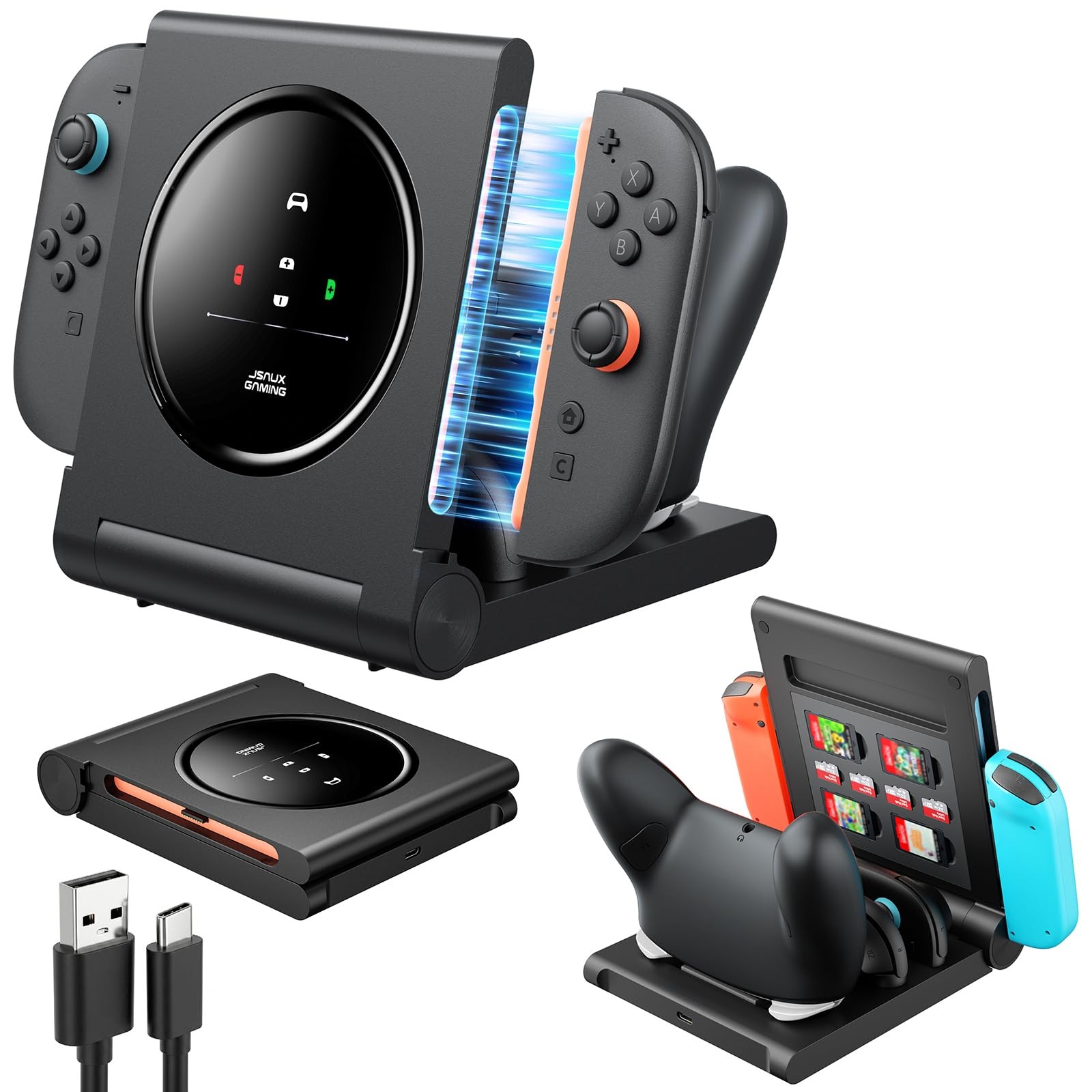 JSAUX Switch Pro Controller and JoyPad 5-in-1 Charging Dock