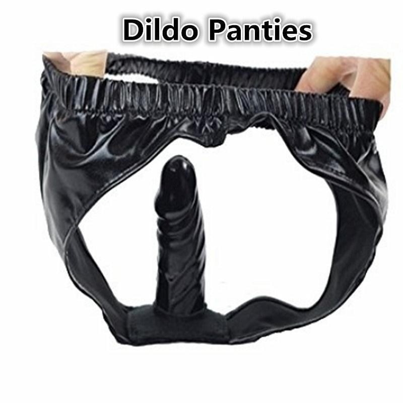Leather Male Female Underwear Panties Pants with Dildo_Sex_love Gay Love_