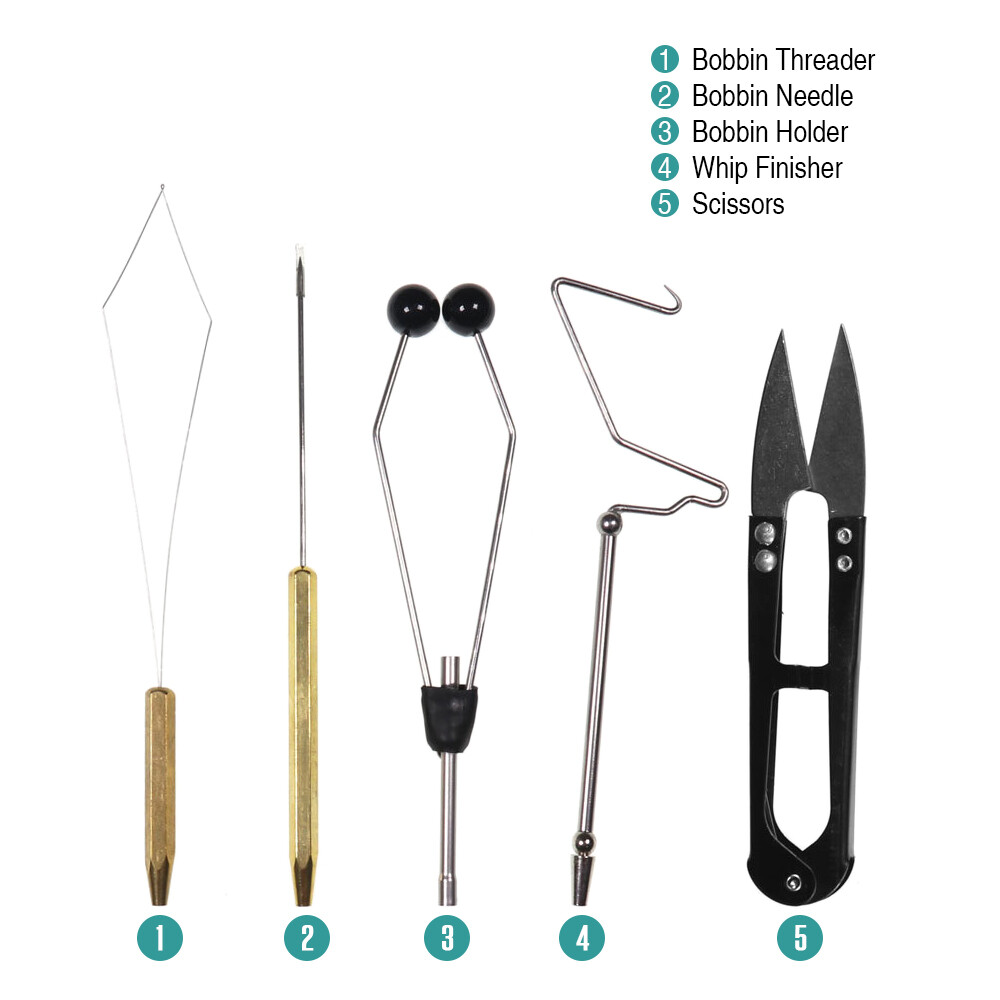 5pcs Fly Tying Tools Combo Kit Fly Tying Vise Bobbin Holder Threader V1E0