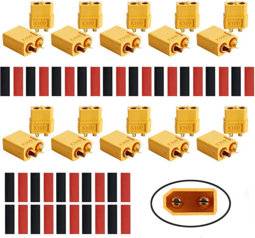 10 Pairs XT60 Bullet Connectors Plugs Male & Female For RC LiPo Battery Non-slip