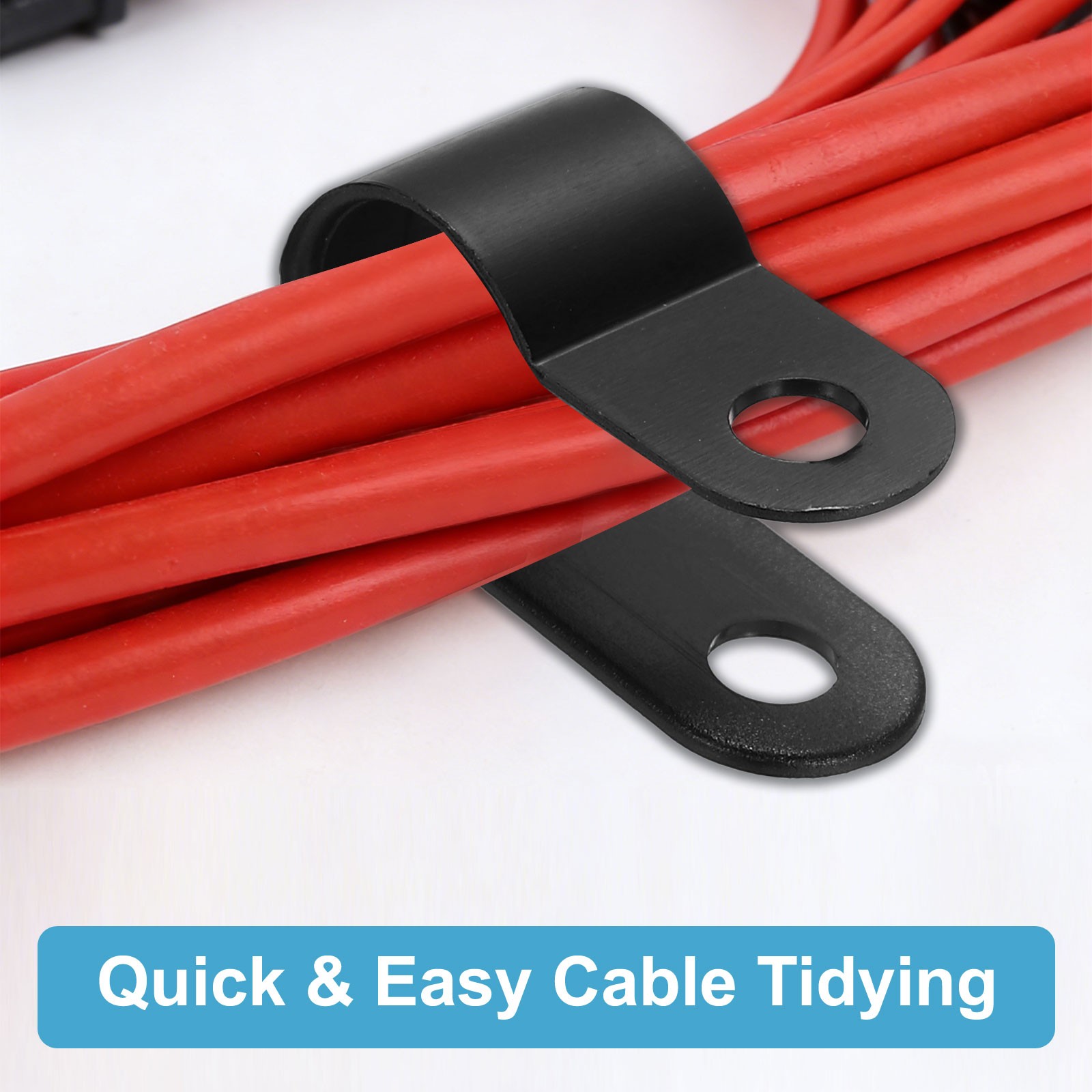 Nylon Plastic Cable Clamps 3/4 Inch, 25 Pcs R-Type Cable Clips, Black