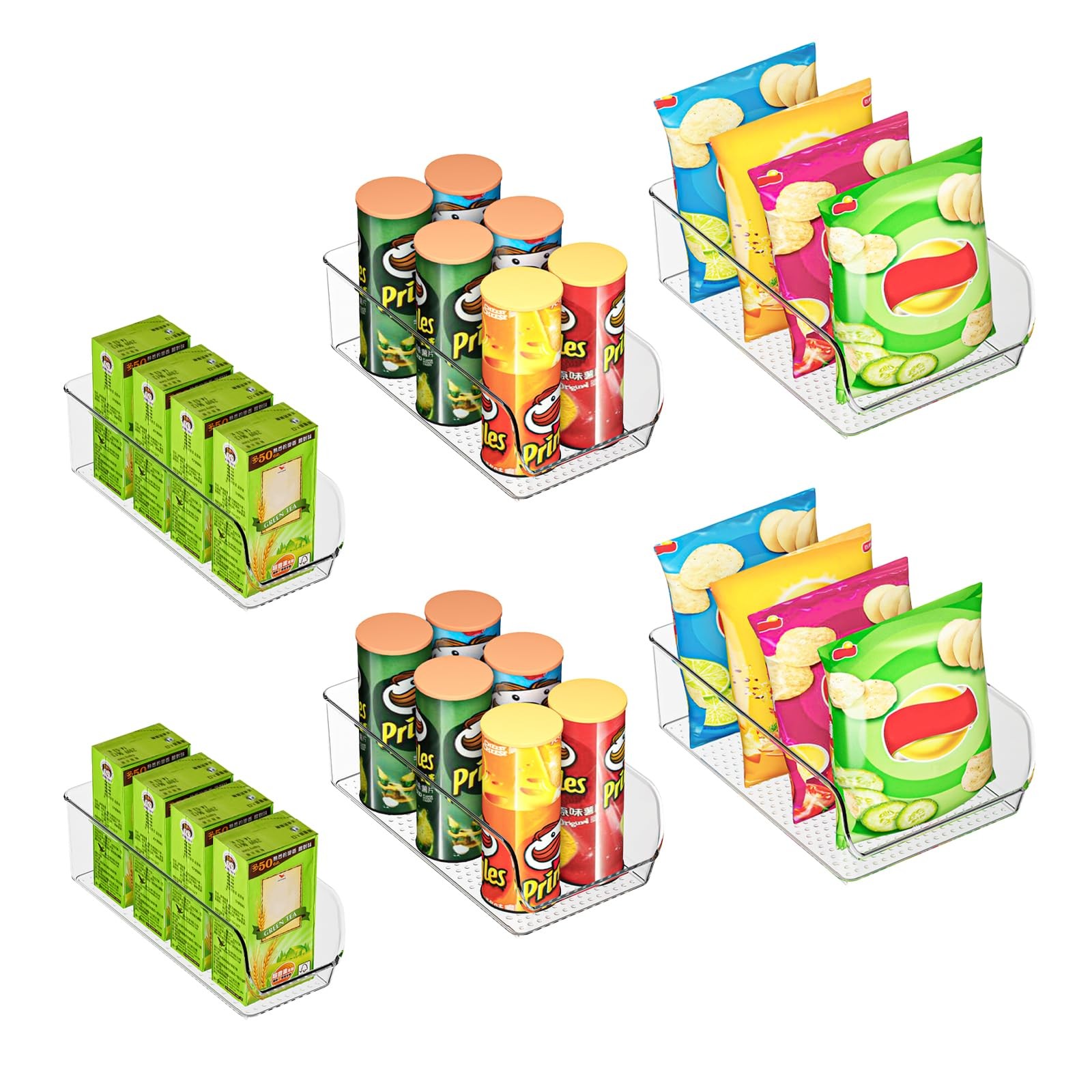 Set of 6 Clear Plastic Storage Bins - The Ultimate Pantry Organizers and Stor...