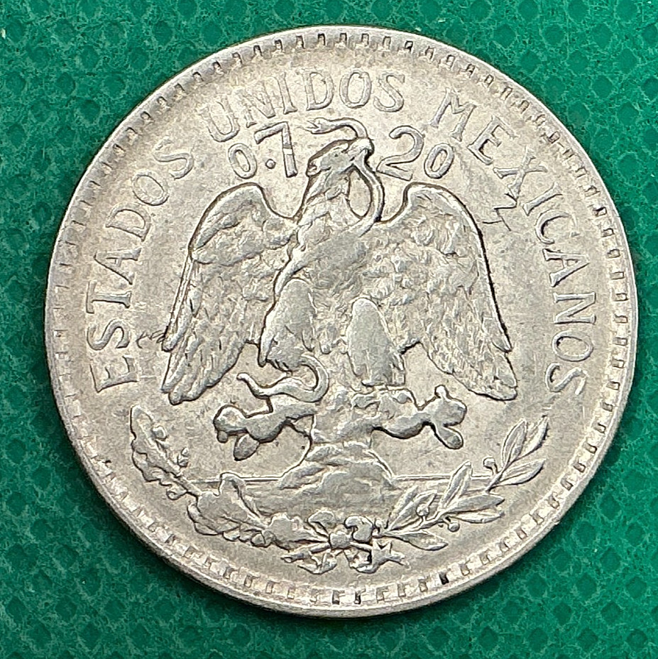1920 Mo Mexico Silver 50 Centavos Cap and Rays KM# 447