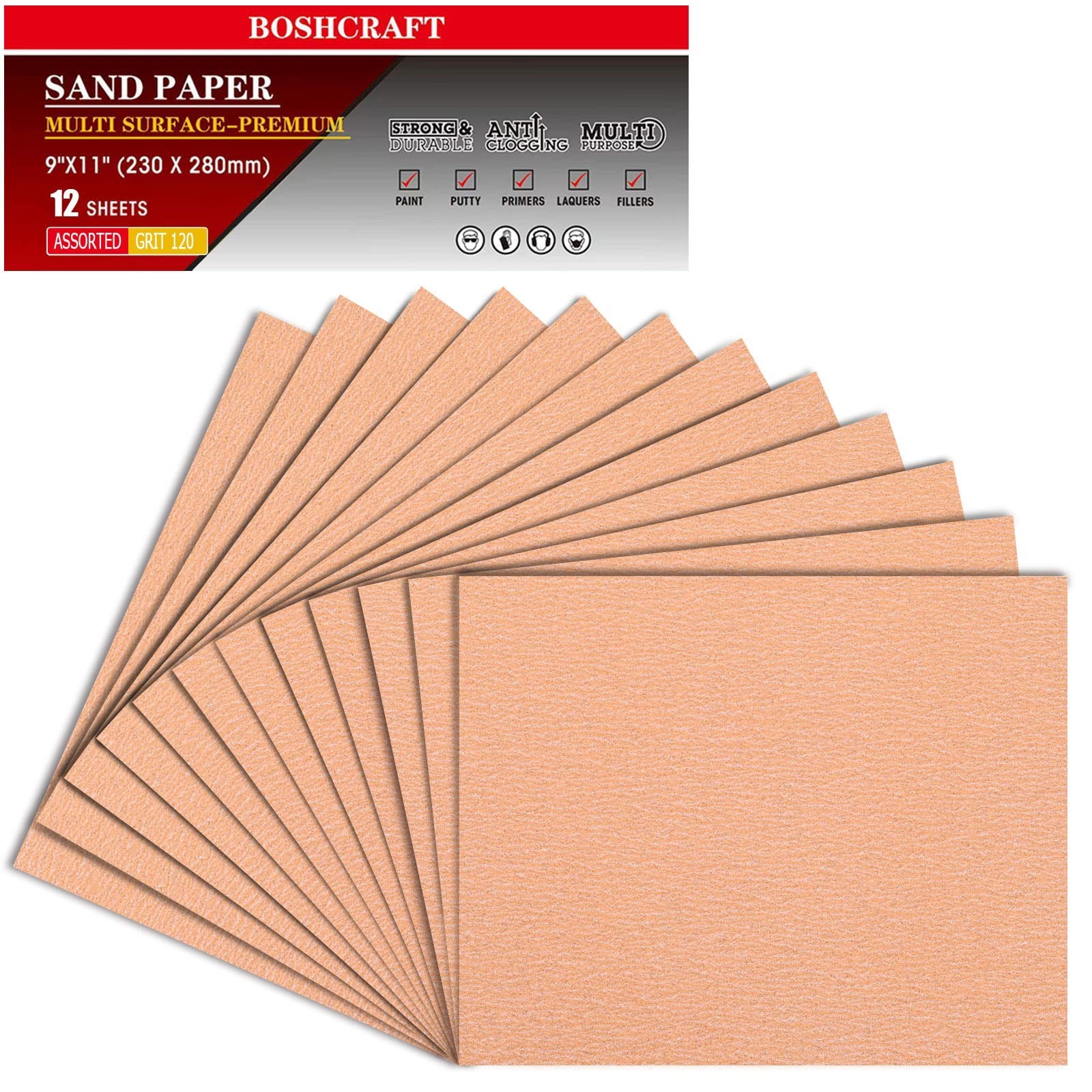 120 Grit Sandpaper, Sandpaper Assortment for Wood Metal Furniture Hand Sander...