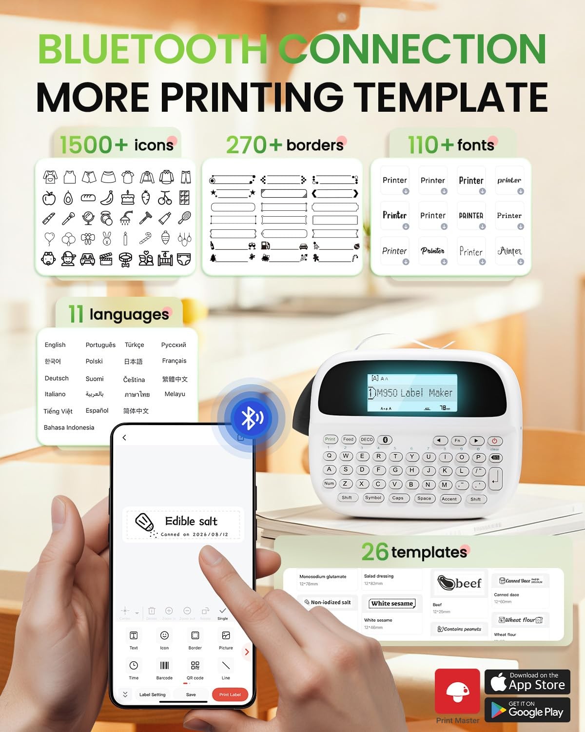 Label Maker Machine with-Tape, Rechargeable Backlit Portable Label Maker, Handhe