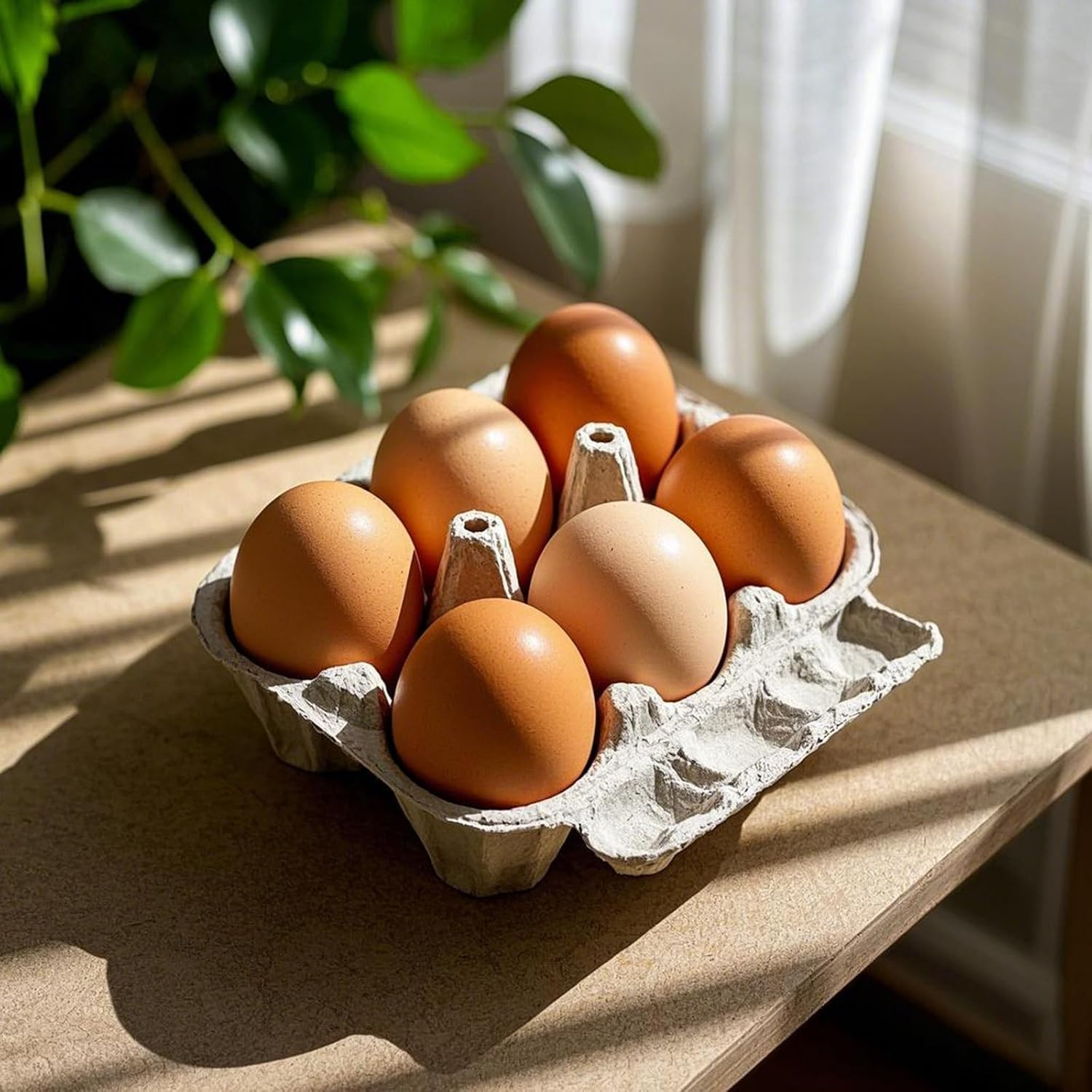 50 Pack 6 Count Paper Pulp Egg Cartons, Half Dozen Egg Holder Cardboard Egg Cart