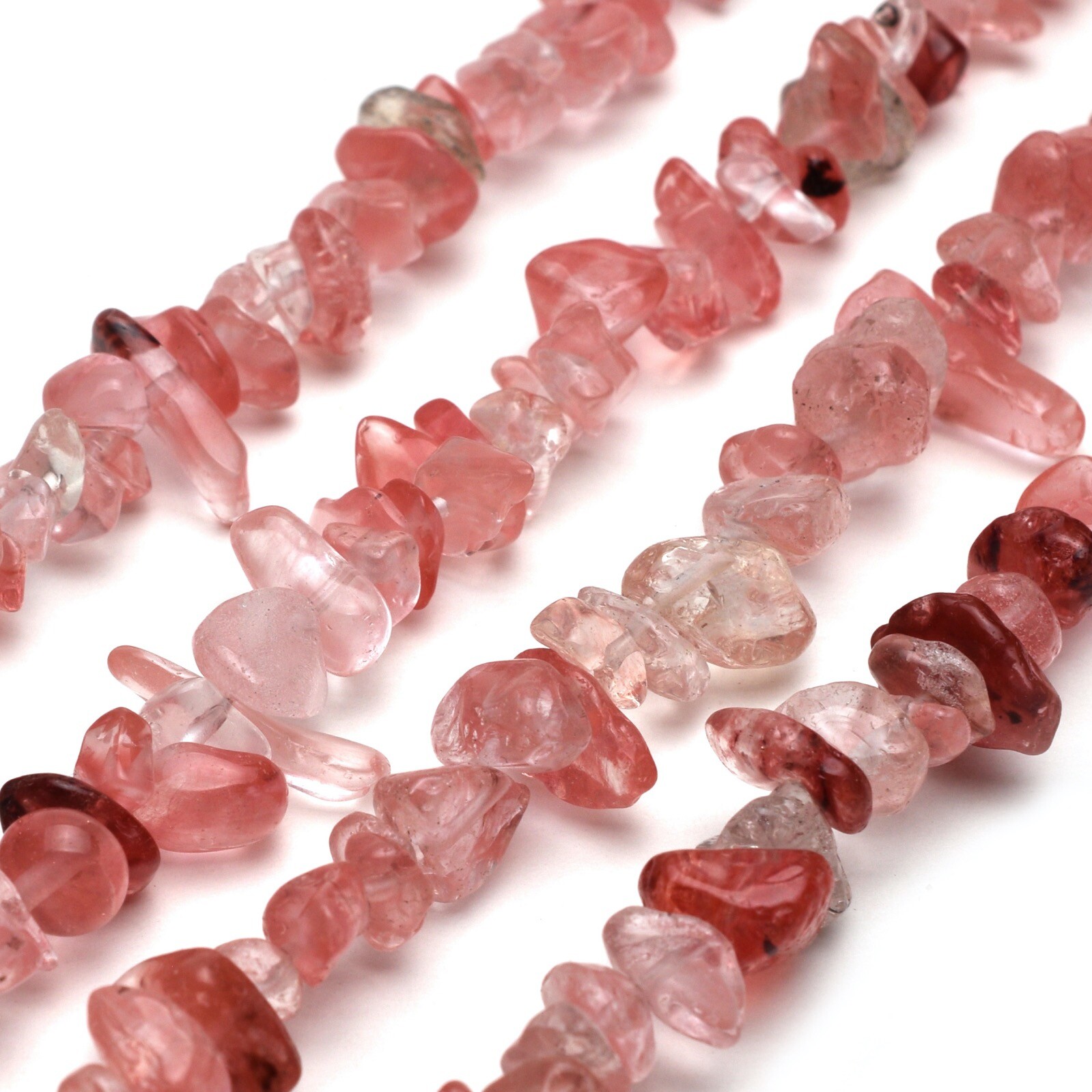 Cherry Quartz Chip Beads 32” Strand 5~8mm Watermelon Jewelry Making Bulk Loose