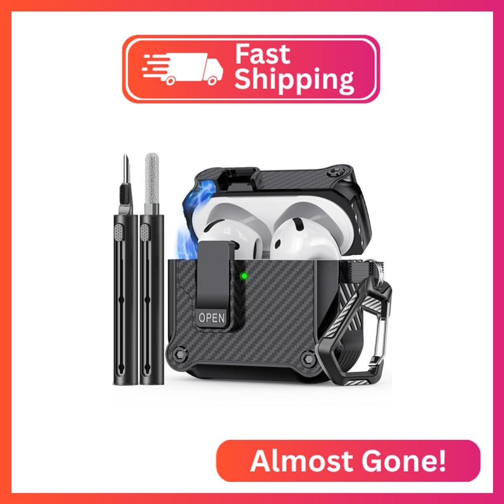 Inesore for AirPods 4 Case with Automatic Snap Lock-Balck