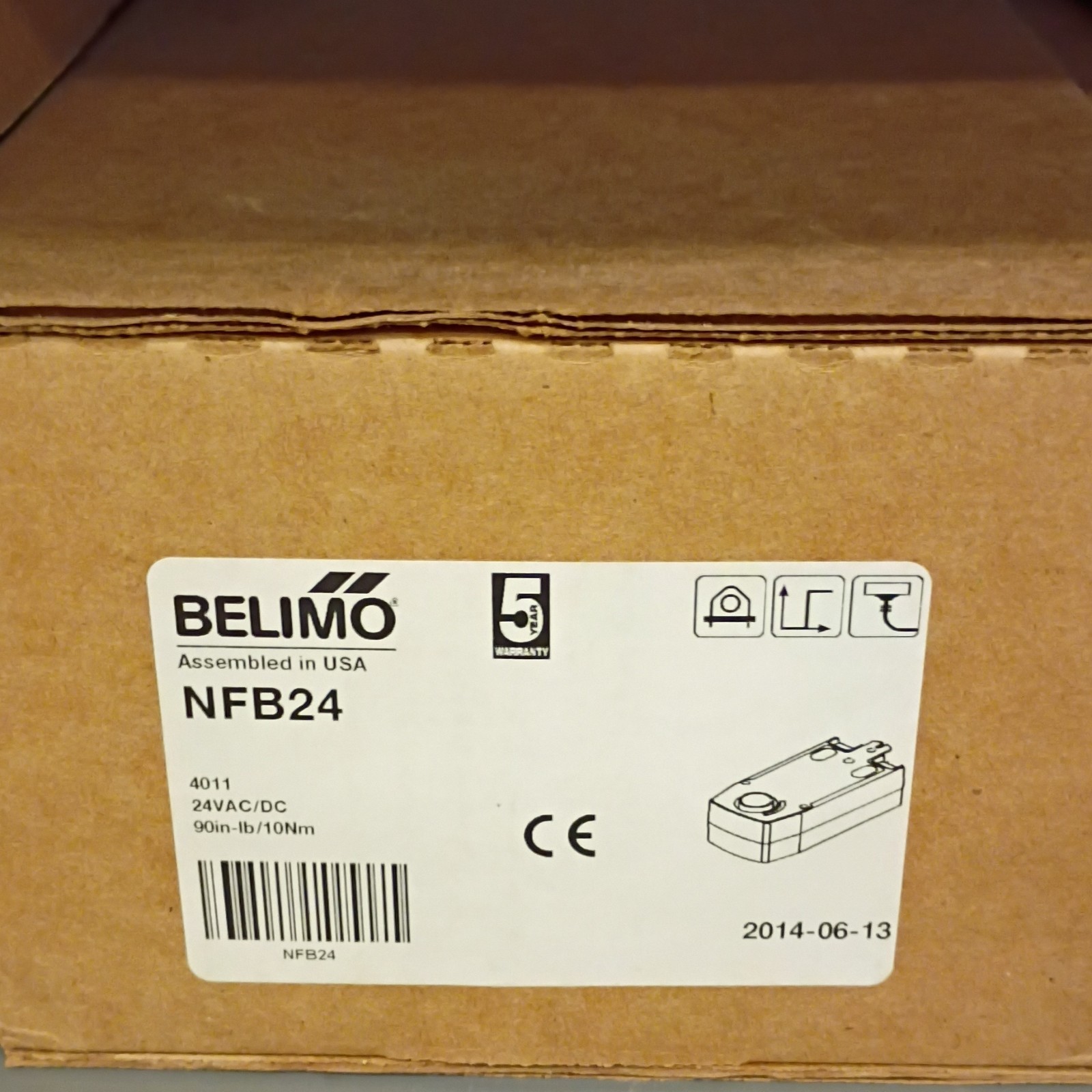 Belimo NFB24 Damper Actuator 24V Corded Electric MPN NFB24