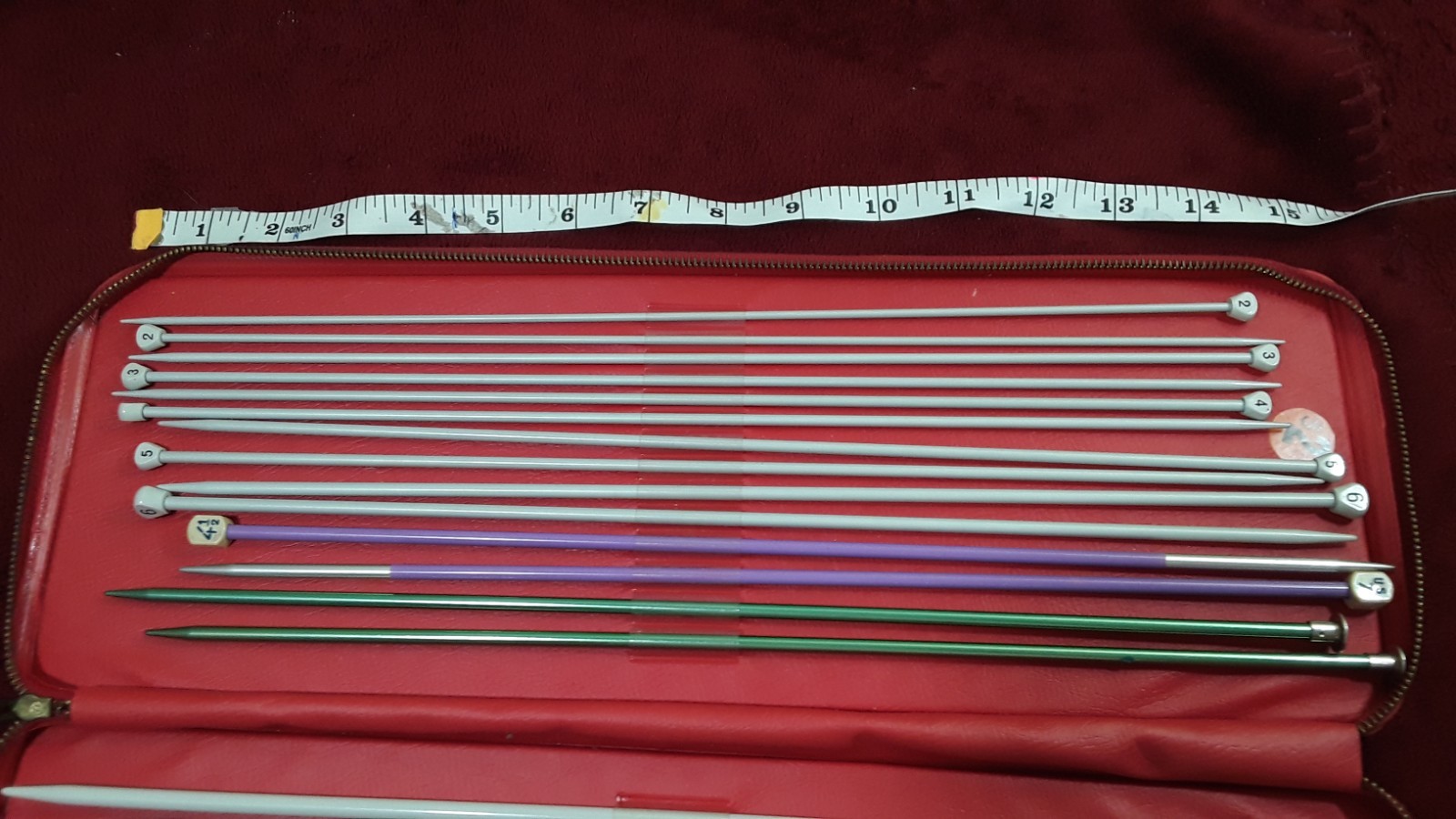 Knitting needles in zipper case