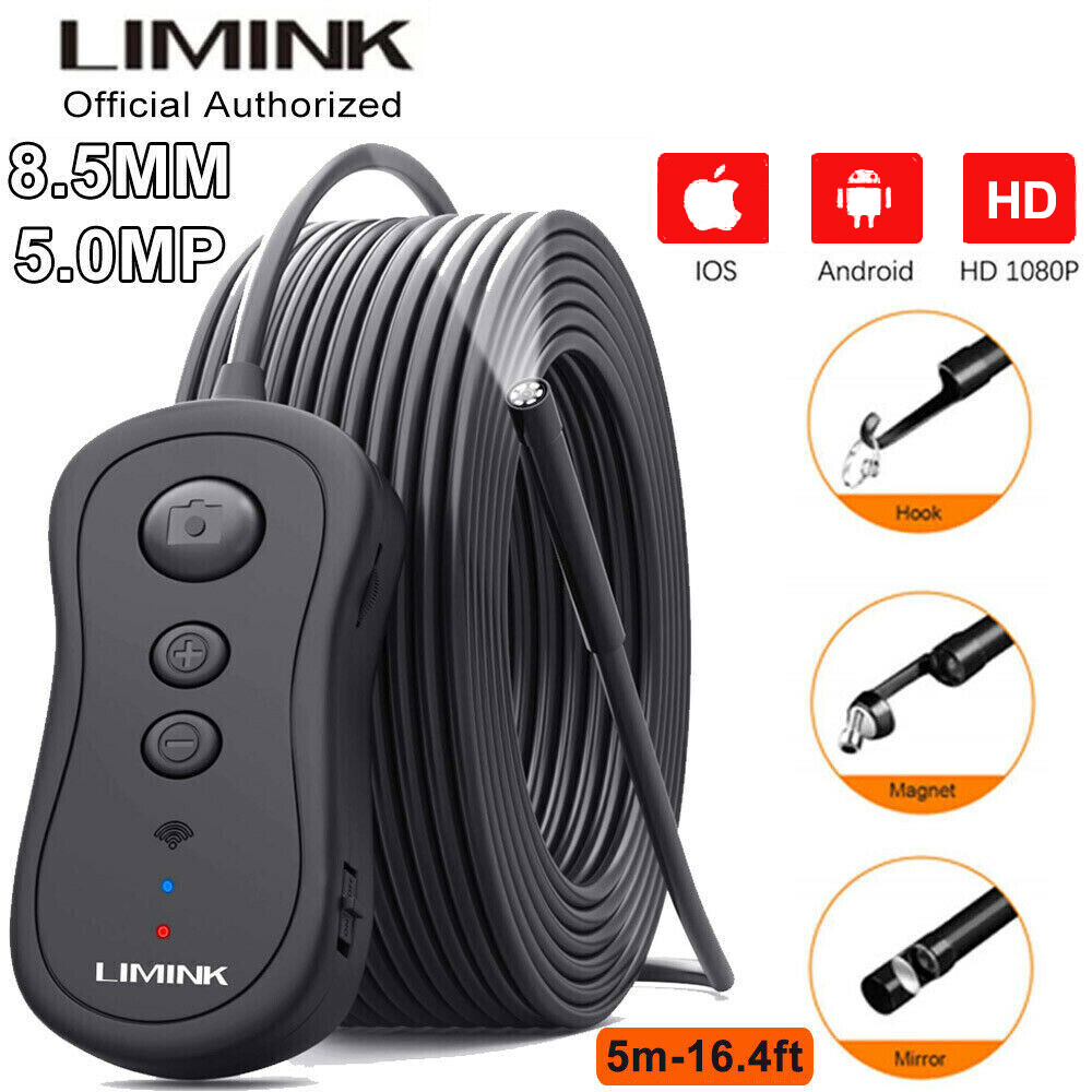LIMINK 8.5mm Borescope 5.0MP HD 6 Leds Inspection Endoscope Working 4-5 hours