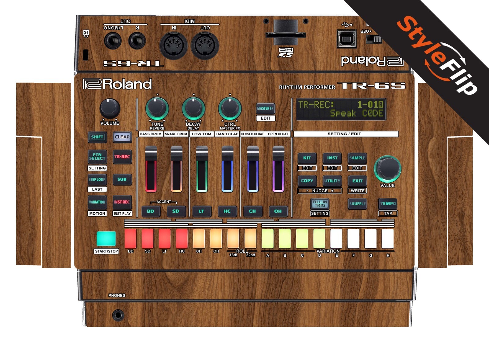 Roland TR-6S Skins | Wood 2 | Protective Decal | StyleFlip Skins