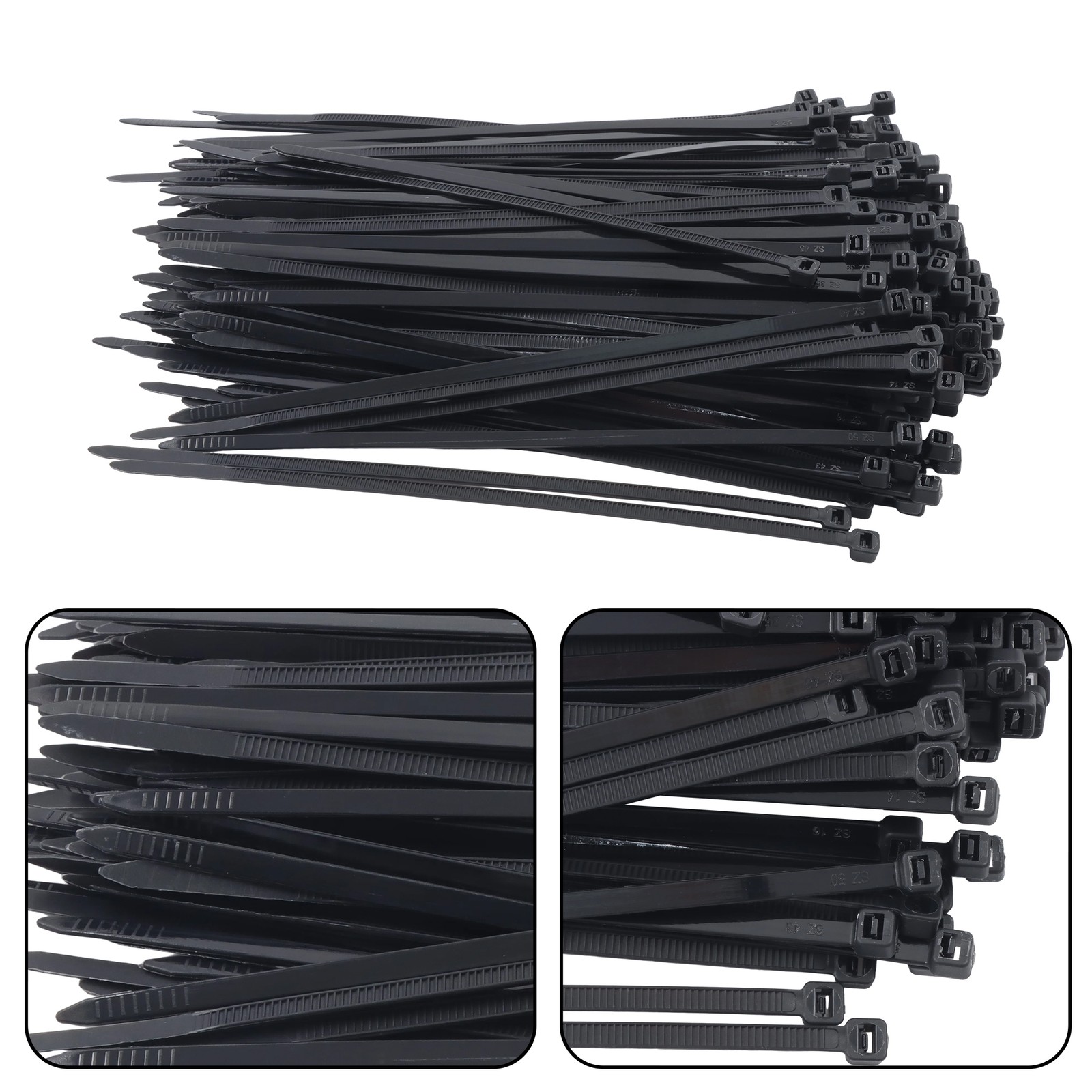 8 Inches, 65 lb Tensile Strength, Self-locking Nylon Cable Ties, Black, 1200Pcs