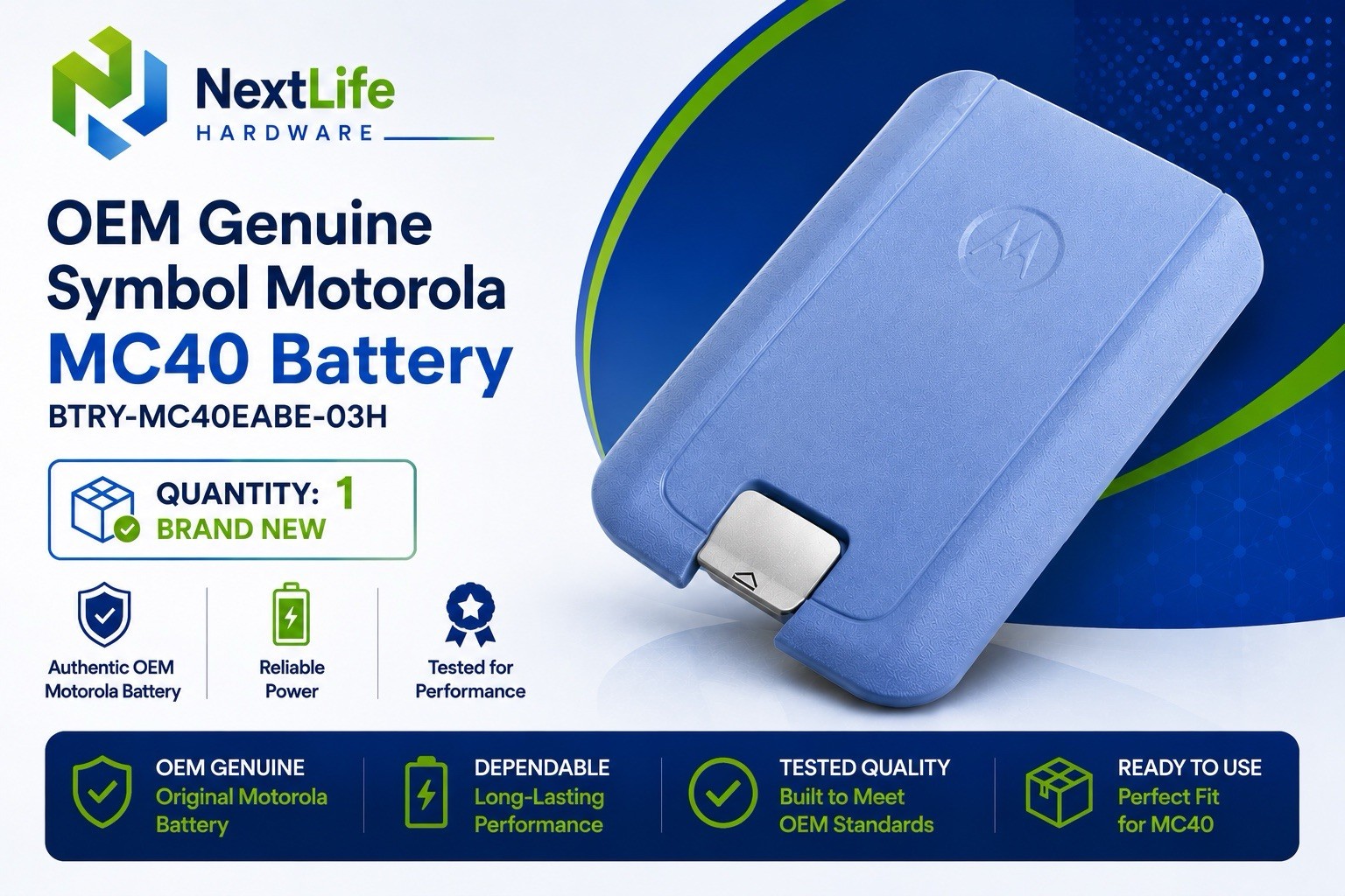 NEW Genuine OEM Motorola Symbol MC40 Battery BTRY-MC40EABE-03H