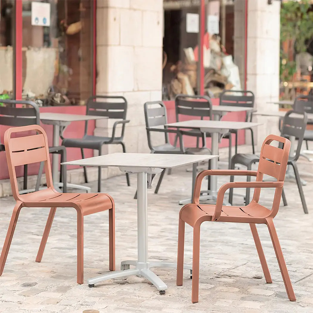 Grosfillex UT011814 Cannes Terracotta Indoor/Outdoor Stacking Chair - 4 Per Set