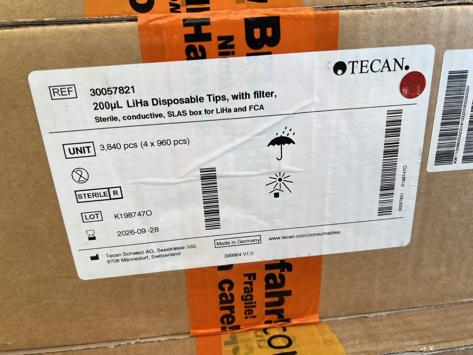 tecan 200ul liha sterilized, filter tips, conductive 30057821 40*96 tips (3840)