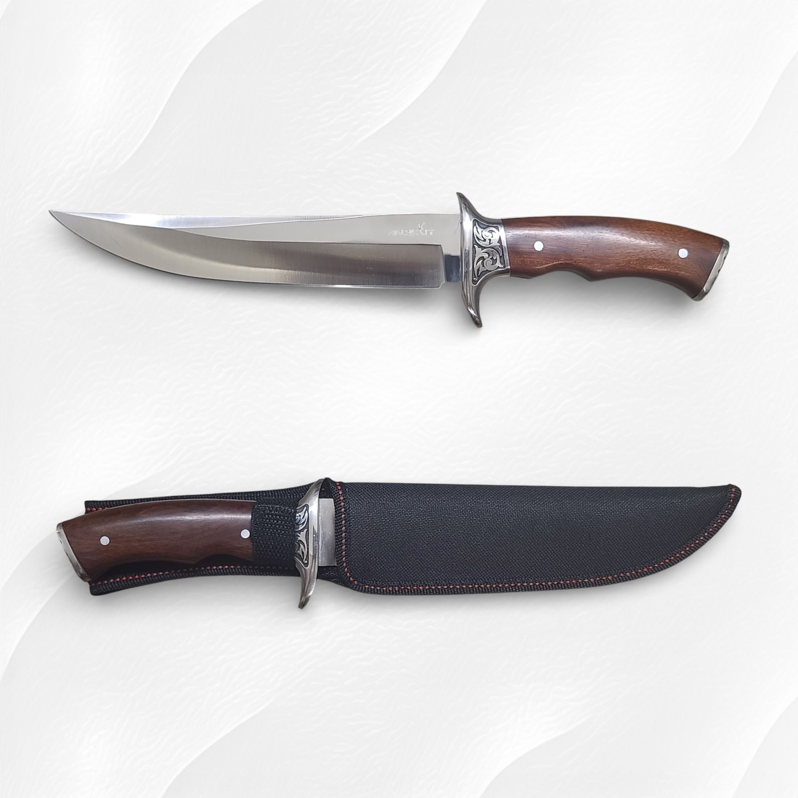 12” Fixed Blade Hunting Camping Knife 420 SS Full Tang Wood Handle Nylon Sheath