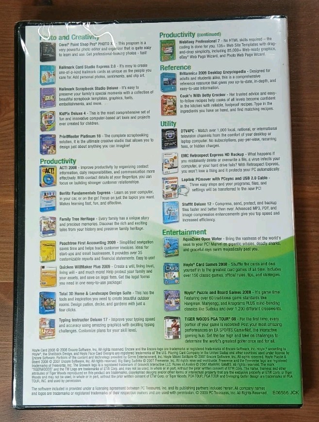 Platinum Software - Suite PC Treasures DVD - Corel Paint Shop Pro - NEW