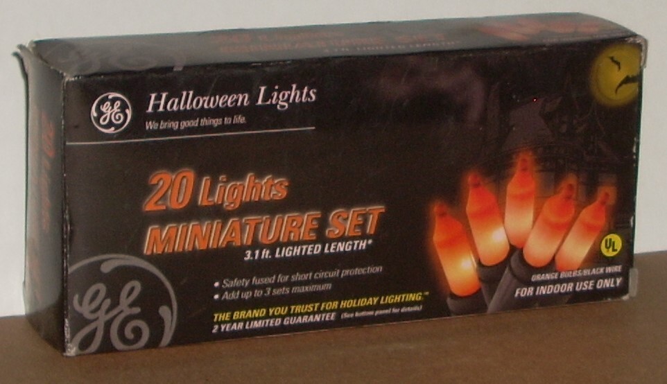 Vintage GE Halloween Lights 20 Miniature Set 3.1 Ft. Orange Mini