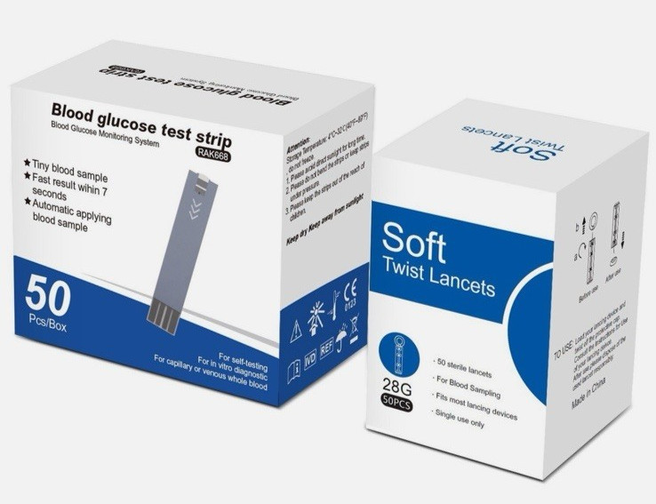 Glucose Test Strips & Lancets Refill Kit - 50 Count Each - New