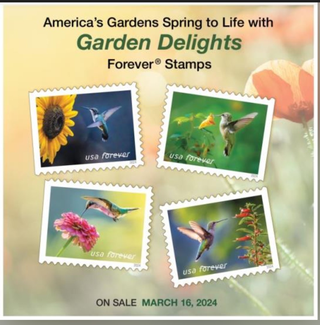 1 Book=20 First Class Forever USPS Garden Delights Stamps -Ships from Jax, FL
