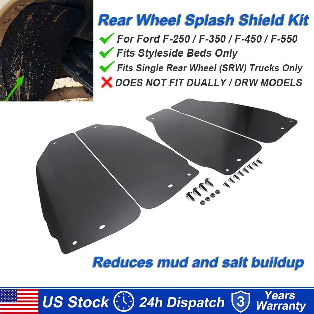 4x For 99-16 Ford F250 F350 Rear Wheel Well Splash Shield Guard Inner Liner Kit