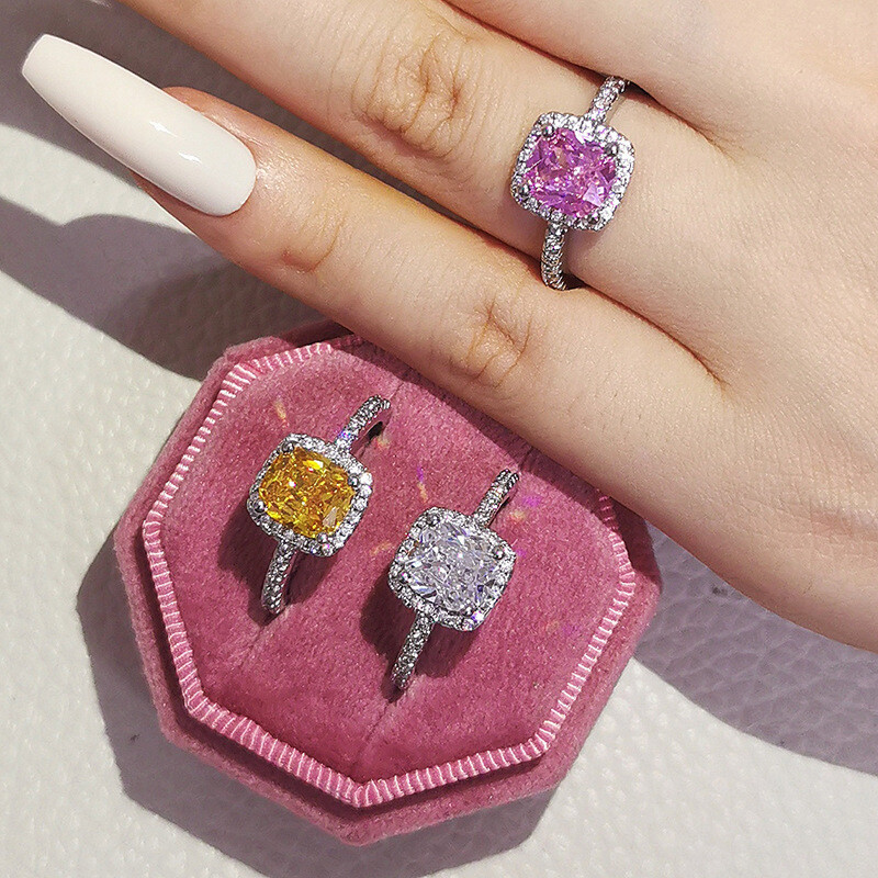 Luxury Multicolor Cubic Zirconia Charm Rings for Women – T-Shaped Stone Jewelry