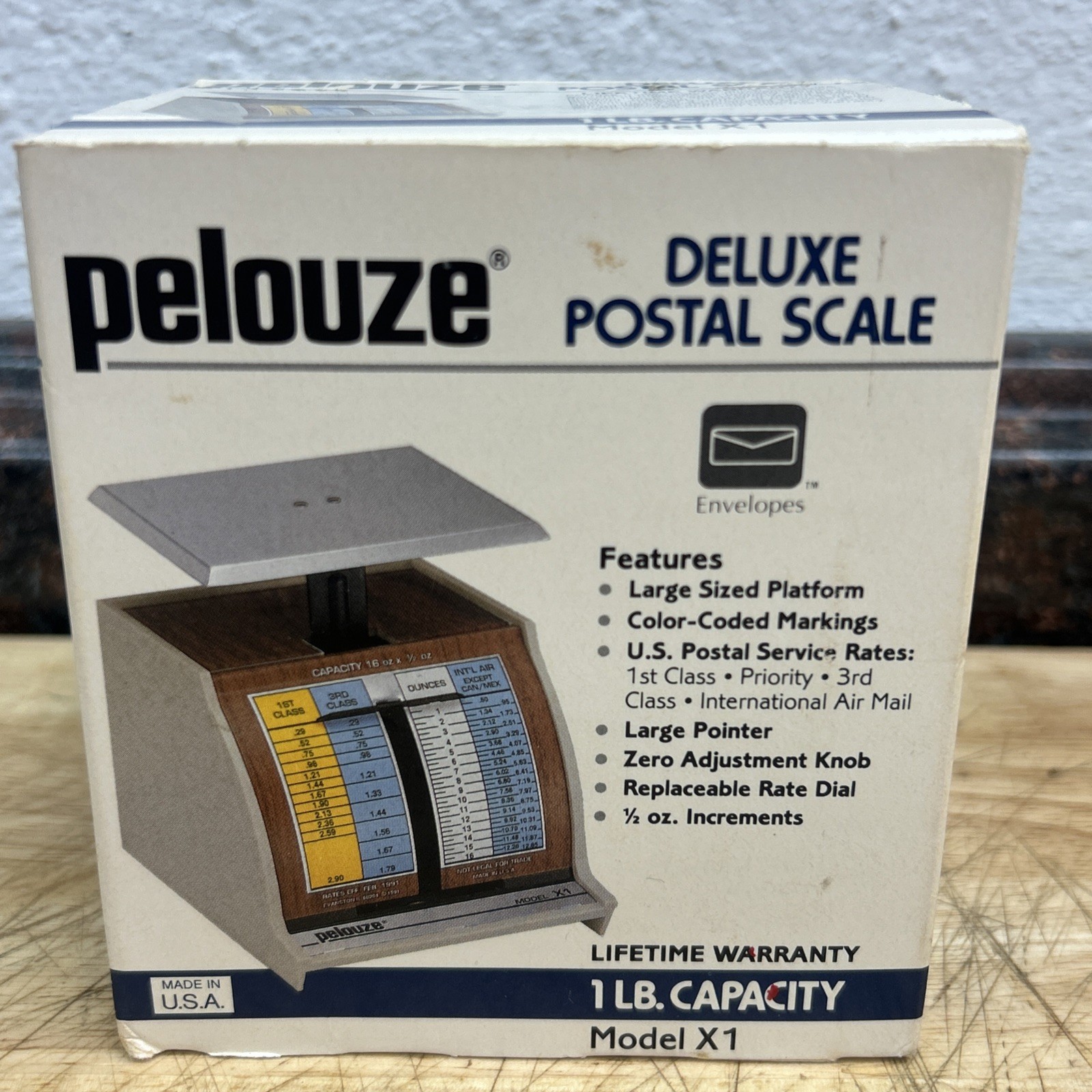 Vintage Pelouze Model X1 Tabletop Postal Scale 1999 Rates Compact 1LB Capacity