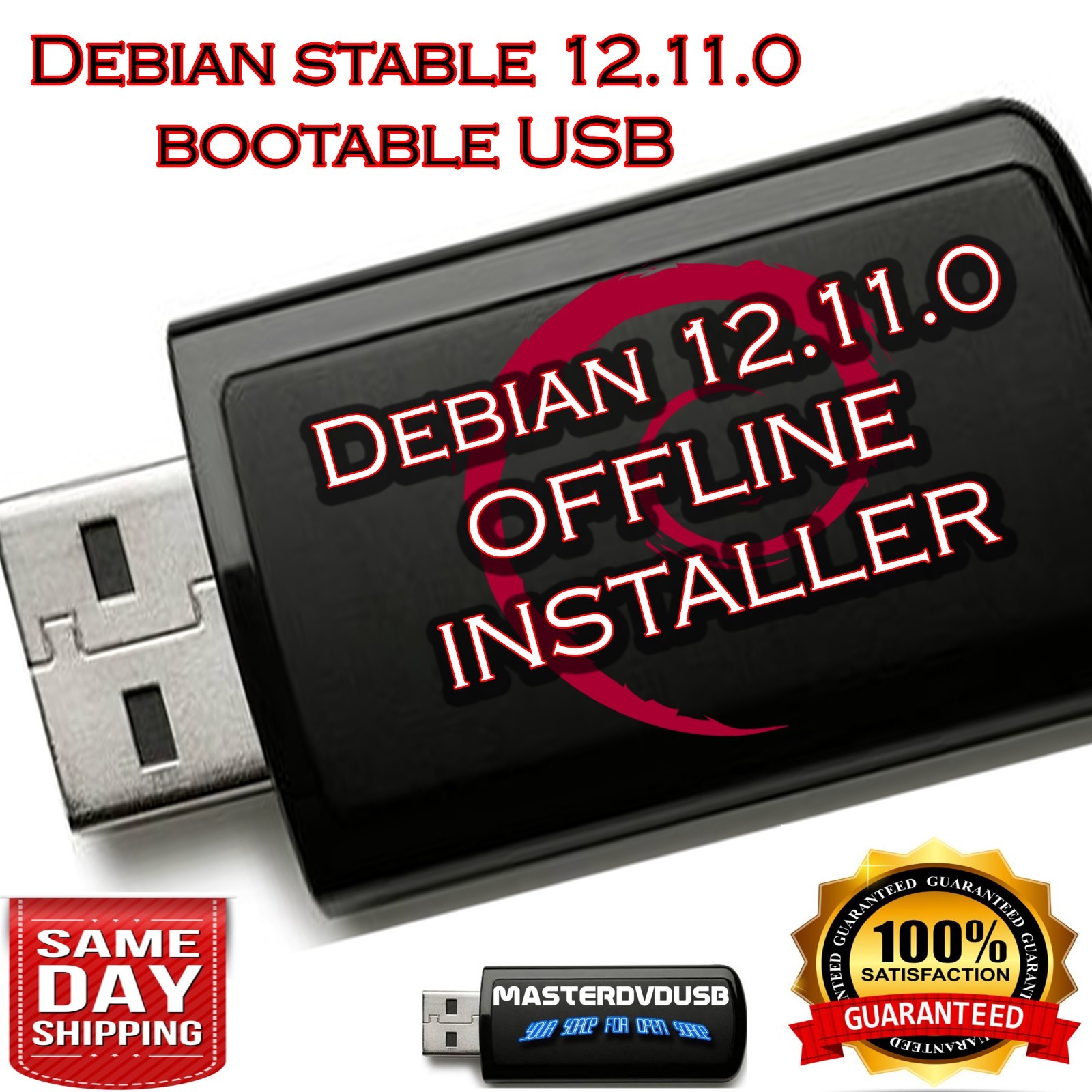 Debian 12.11.0 64‑Bit – Bootable OFFLINE Installer USB – Stable Linux OS