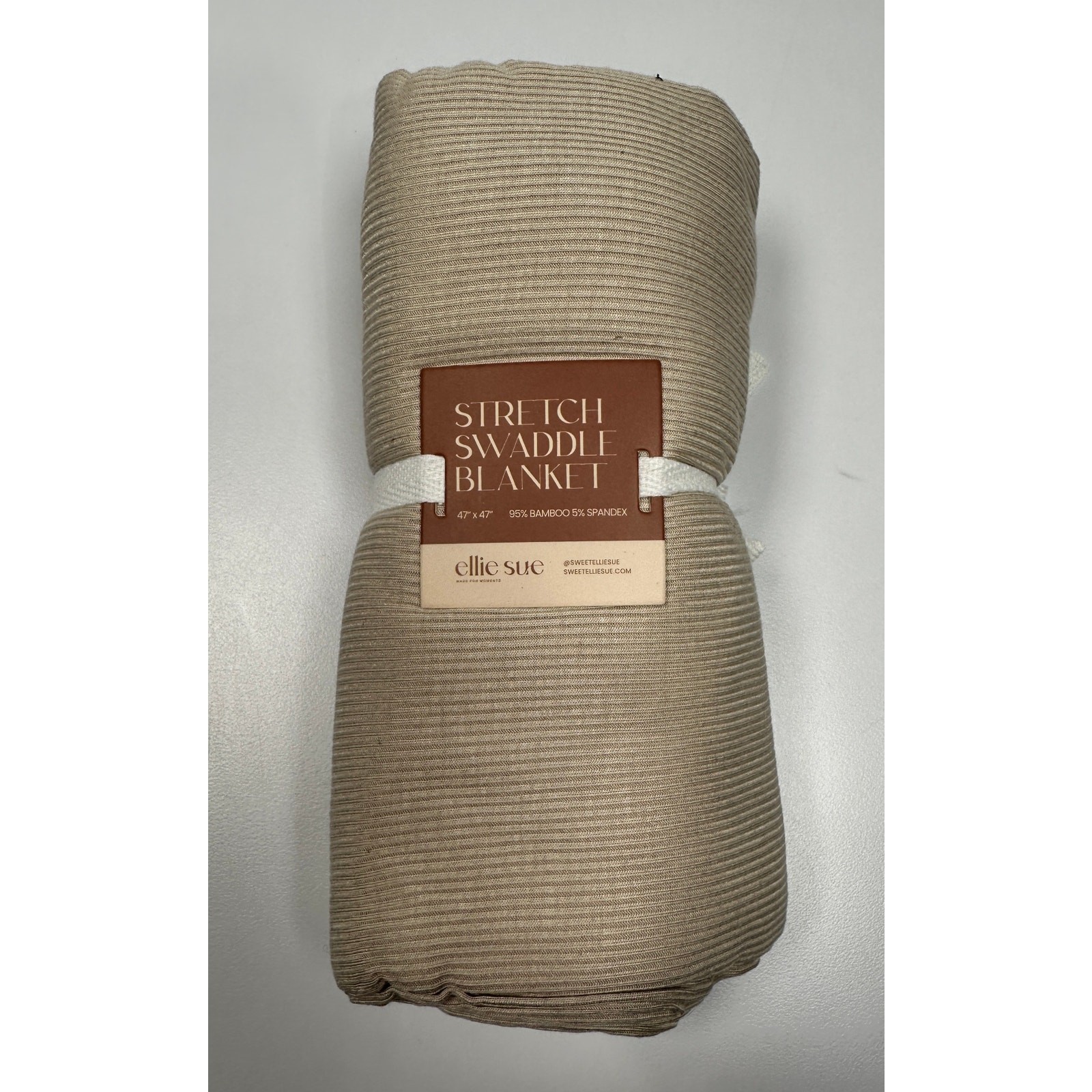 Ellie Sue Stretch Swaddle Blanket 47"x47" Brown NWT #113A