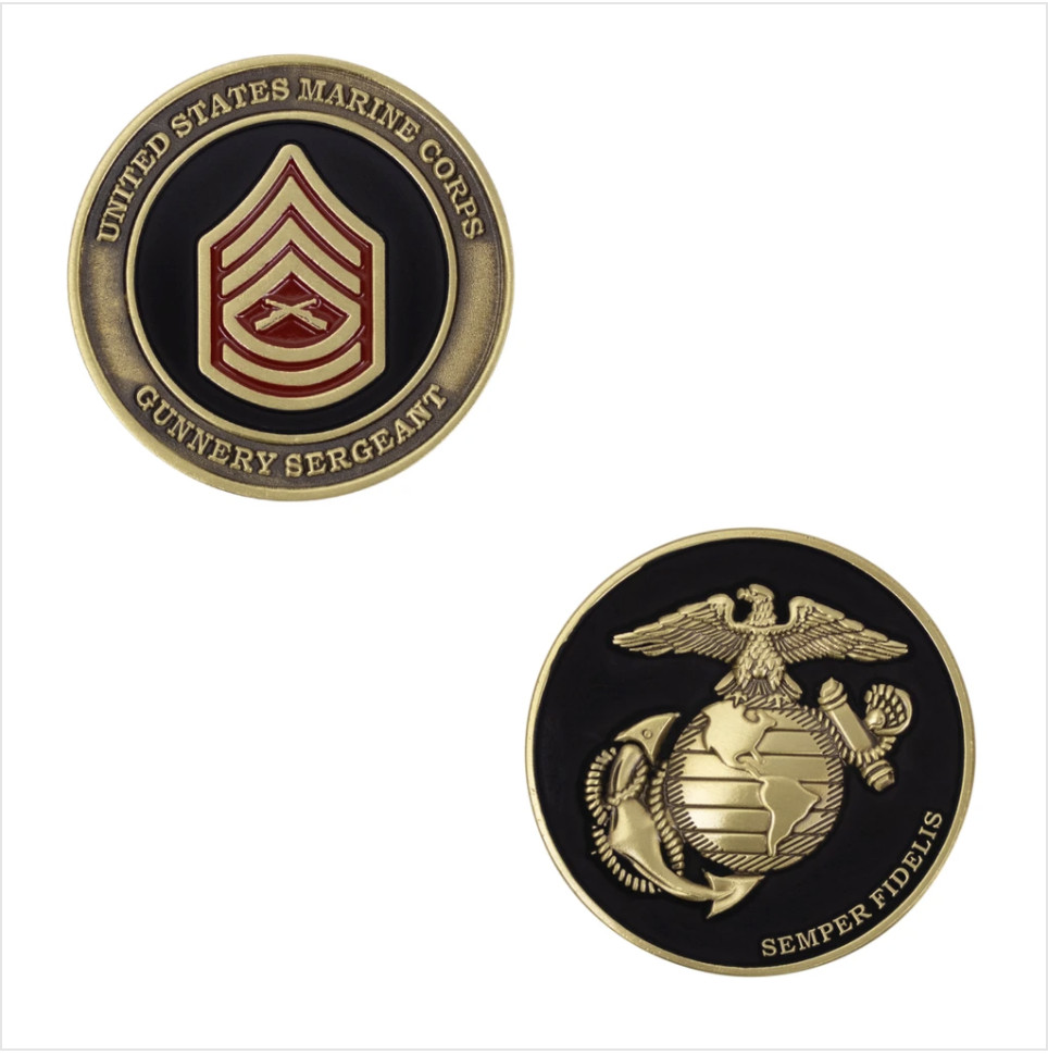 GENUINE U.S. MARINE CORPS COIN: GUNNERY SERGEANT 1.75"