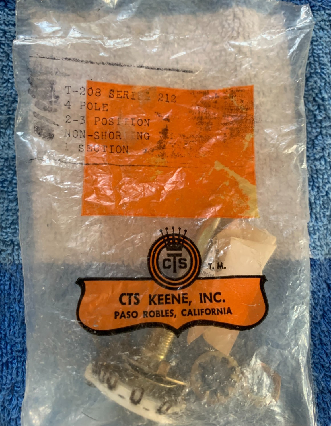 CTS T208 SERIES 212 Rotary Switch 4 Pole 2-3 Position NON-SHORTING NOS in bag
