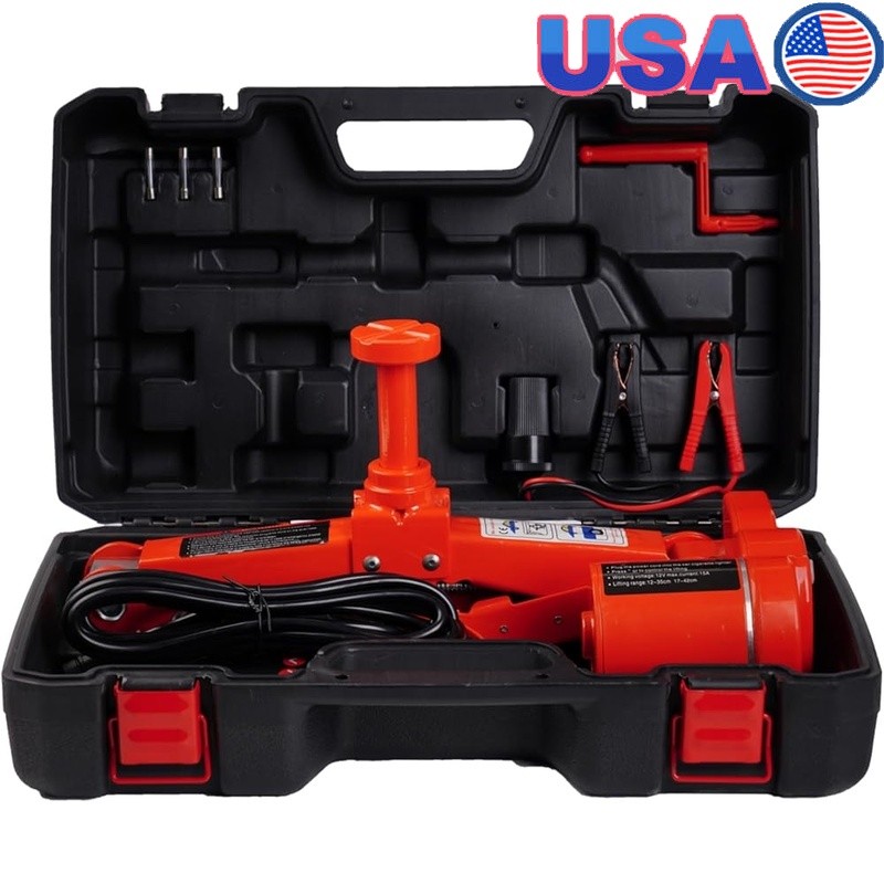 Electric Car Jack 3 Ton Scissor Jack Remote Control LED Light Waterproof Lift US