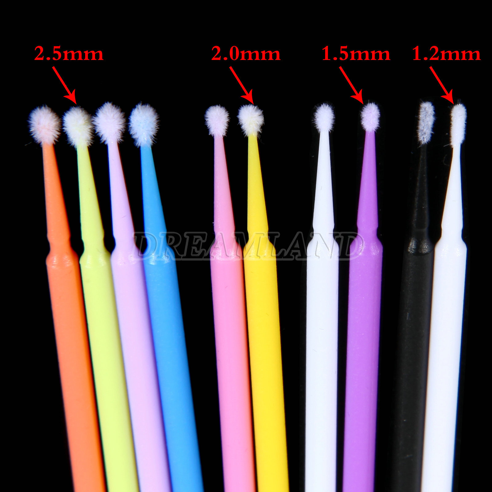 100* Dental Microbrush Micro Brush Bendable Applicators Tips 2.5/2.0/1.5/1.2mm